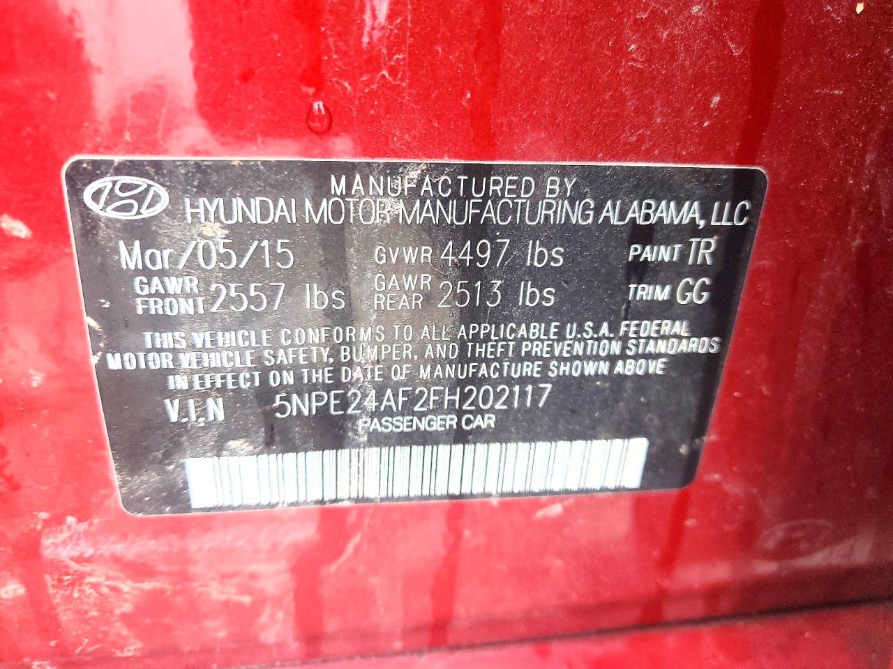 2015 Hyundai Sonata Se Red vin: 5NPE24AF2FH202117