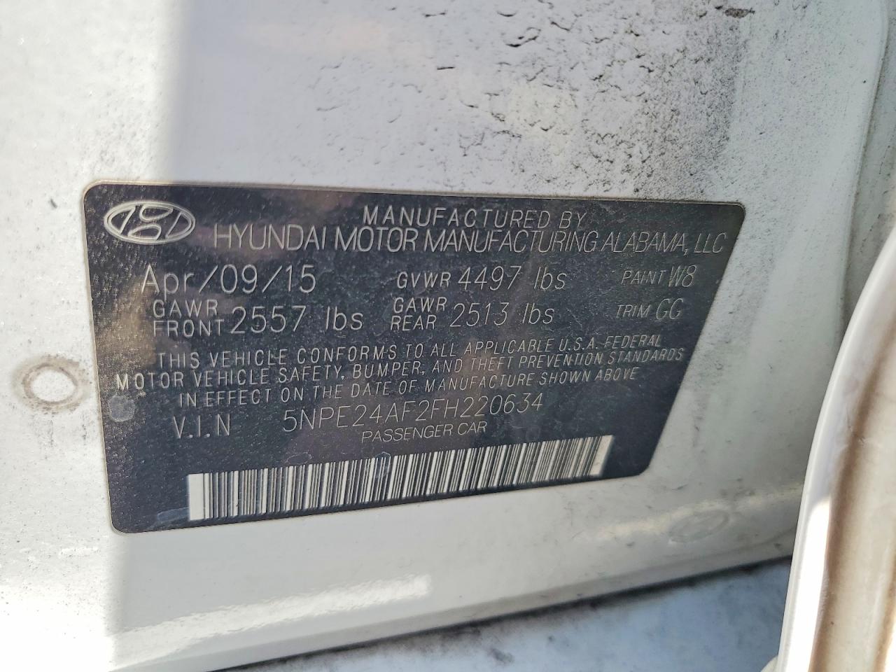 2015 Hyundai Sonata Se White vin: 5NPE24AF2FH220634