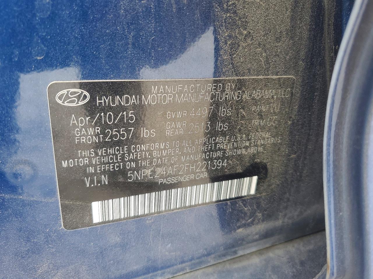 2015 Hyundai Sonata Se Blue vin: 5NPE24AF2FH221394