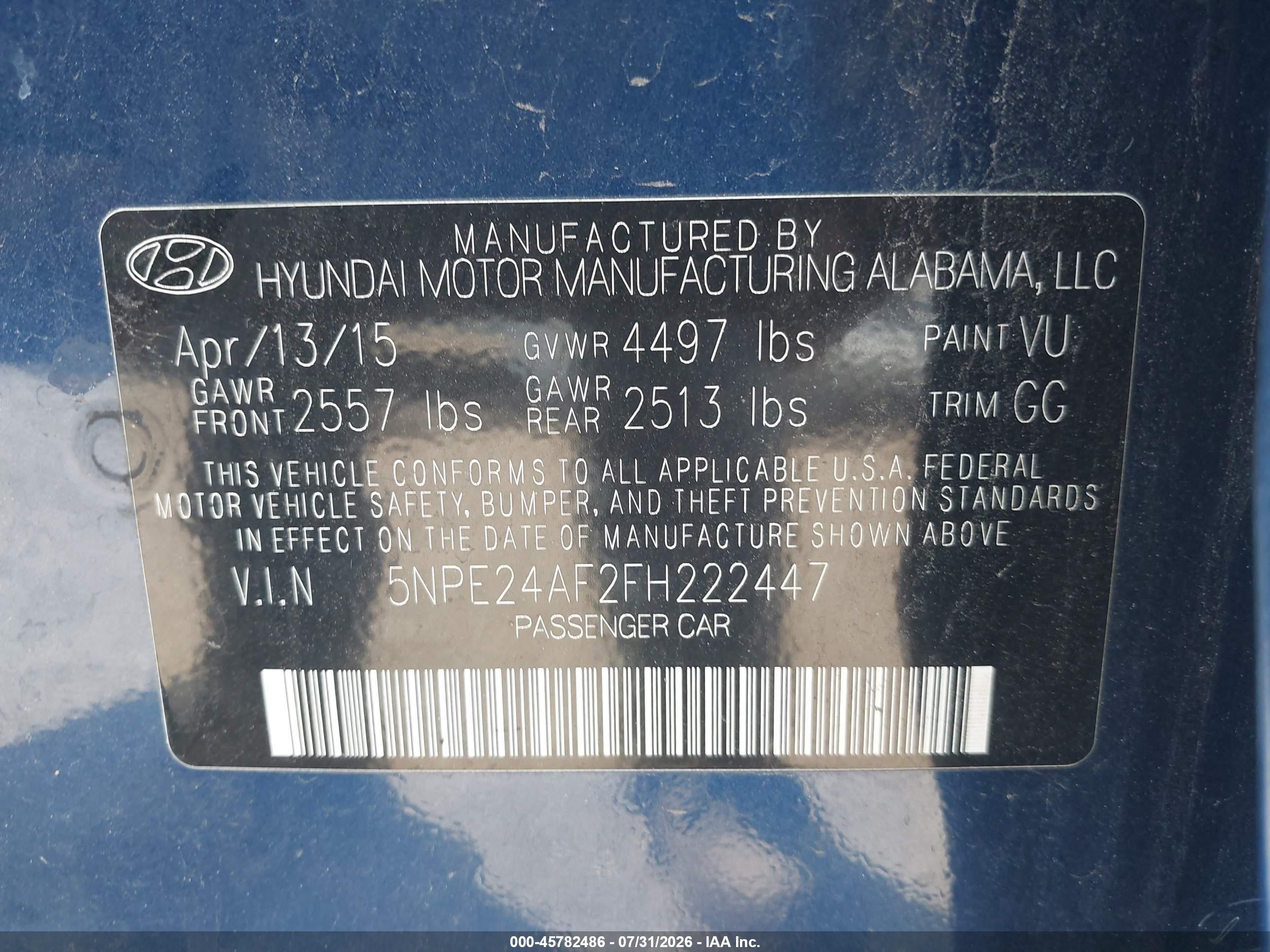 2015 Hyundai Sonata Se Blue vin: 5NPE24AF2FH222447
