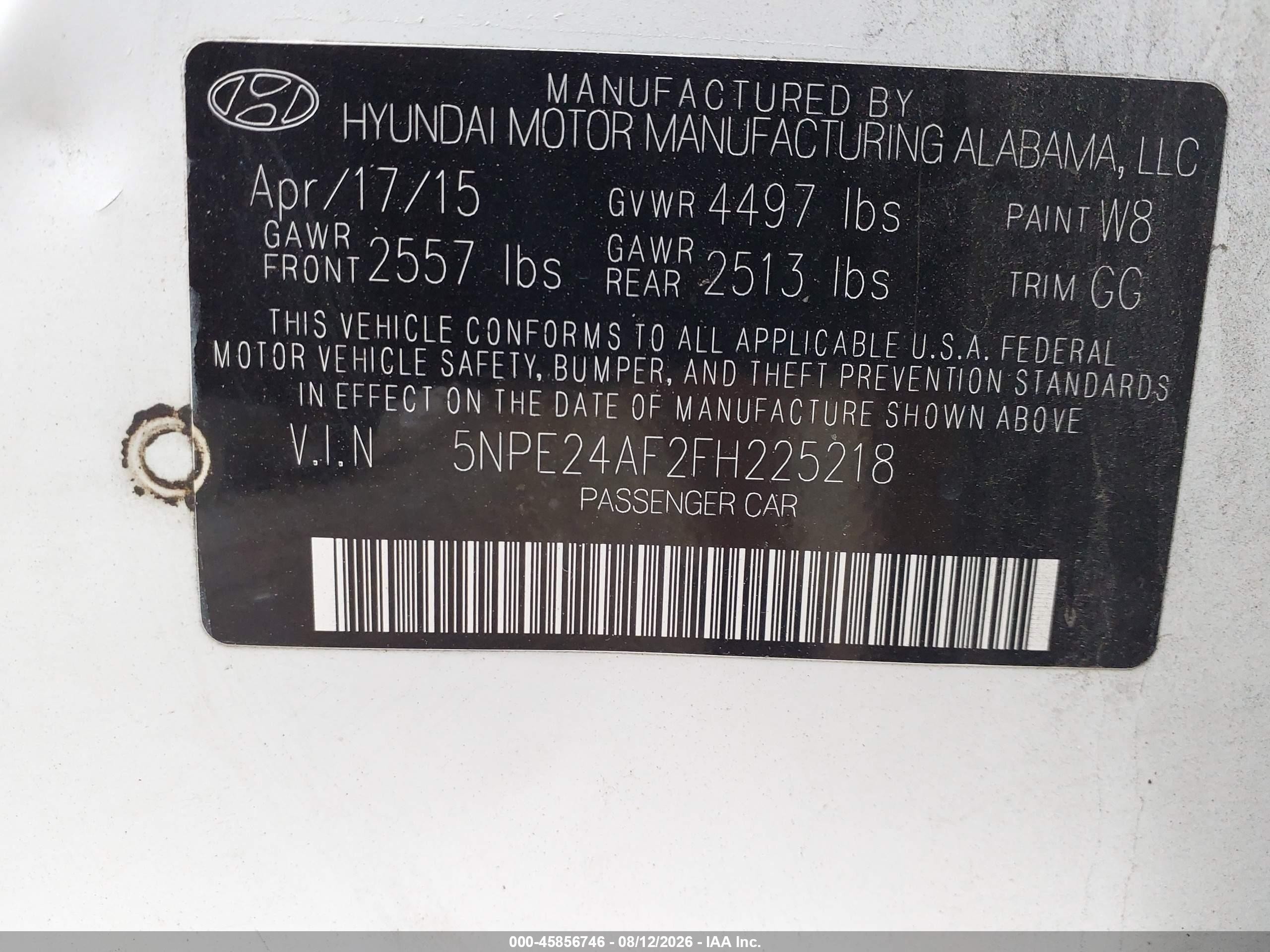 2015 Hyundai Sonata Se White vin: 5NPE24AF2FH225218