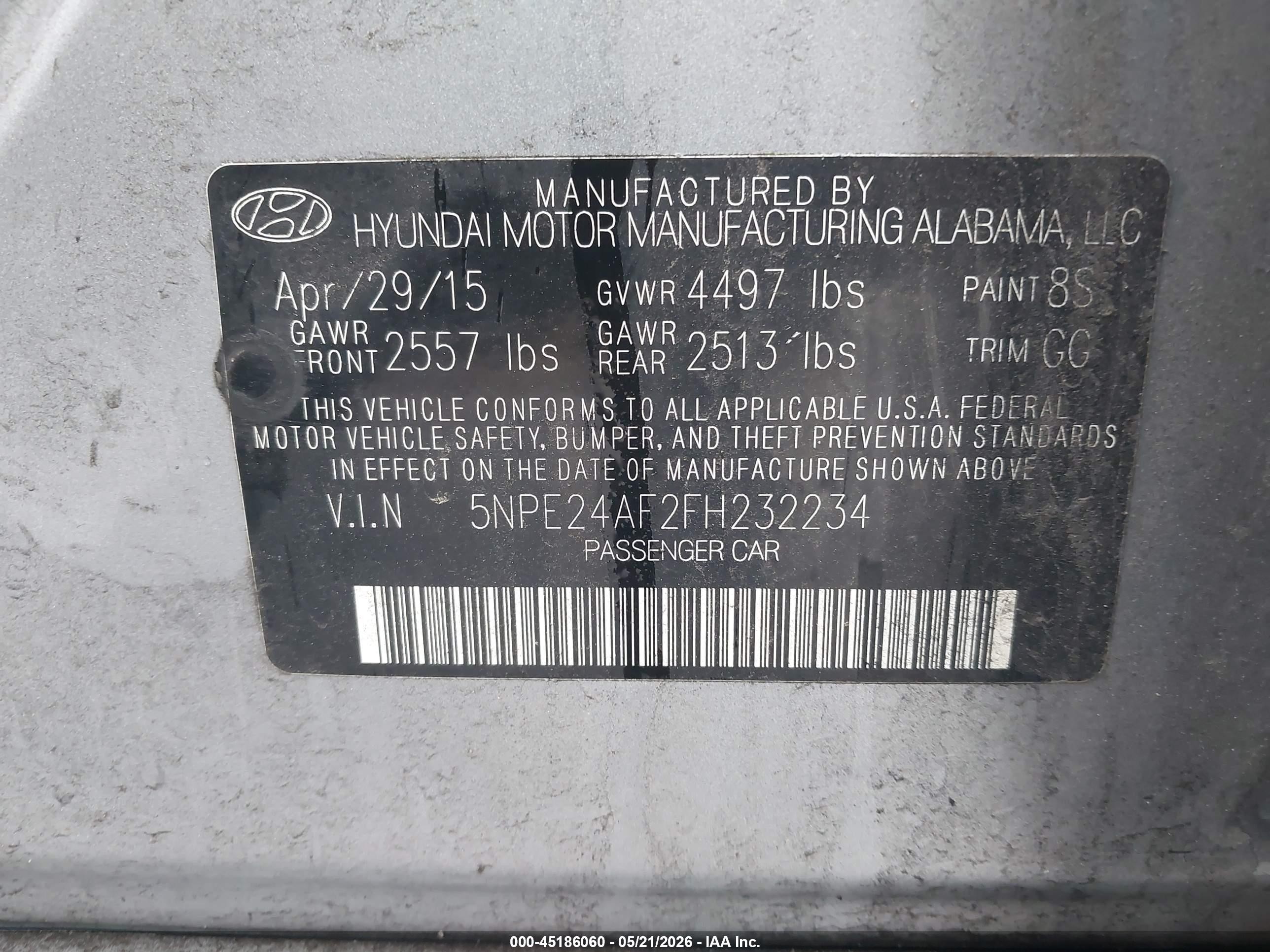2015 Hyundai Sonata Se Silver vin: 5NPE24AF2FH232234