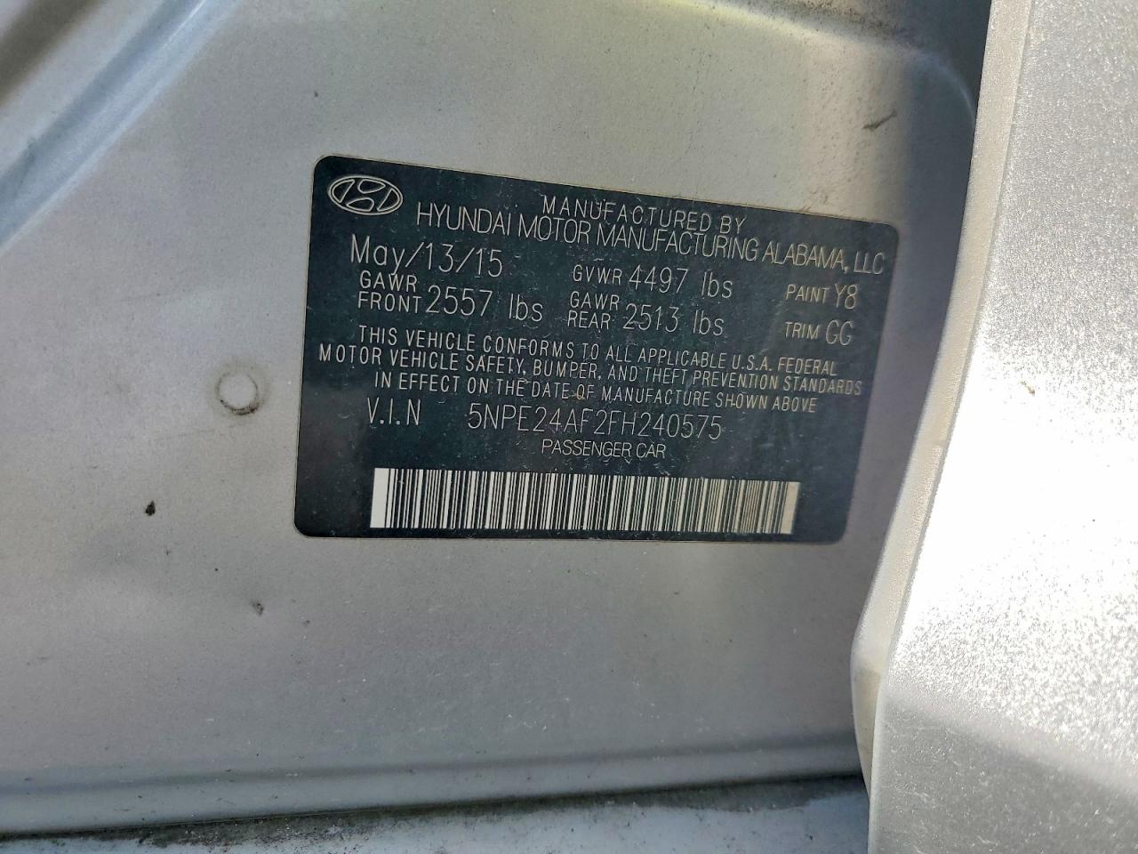 2015 Hyundai Sonata Se Silver vin: 5NPE24AF2FH240575