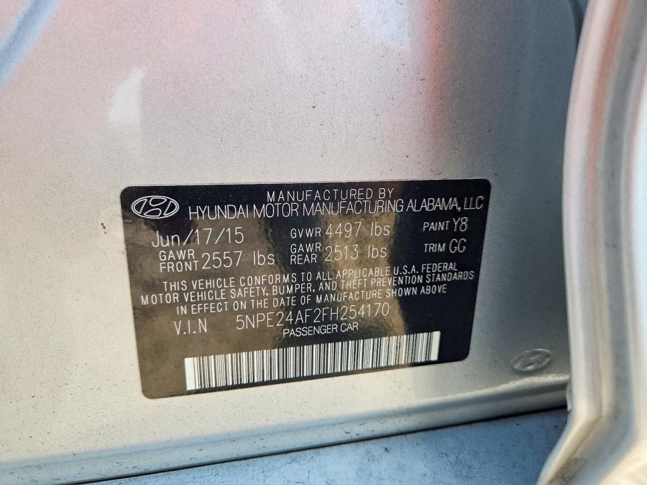 2015 Hyundai Sonata Se Silver vin: 5NPE24AF2FH254170