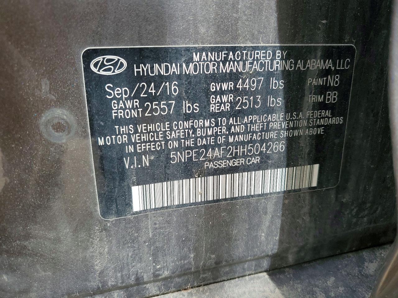 2017 Hyundai Sonata Se Gray vin: 5NPE24AF2HH504266
