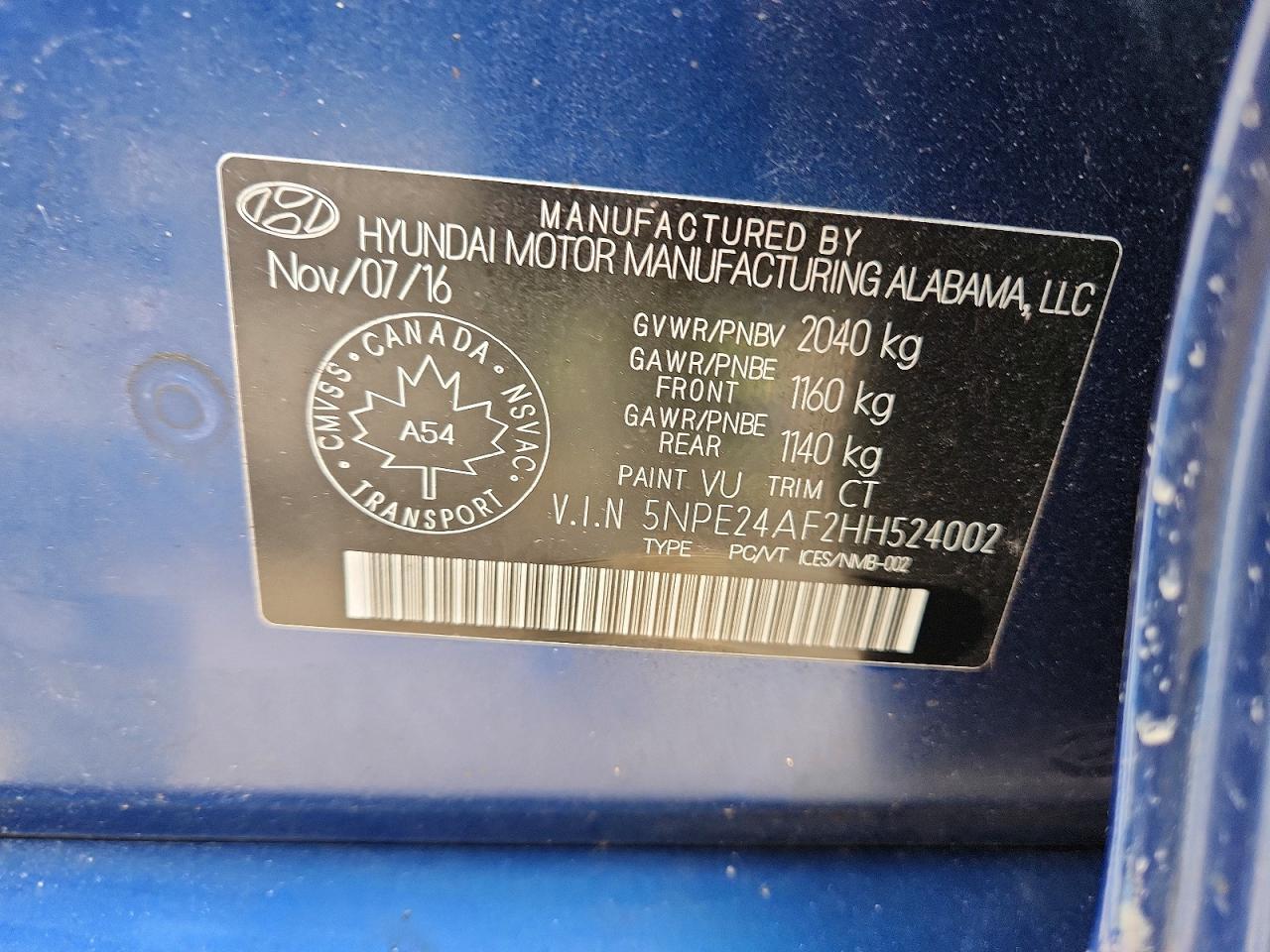 2017 Hyundai Sonata Se Blue vin: 5NPE24AF2HH524002