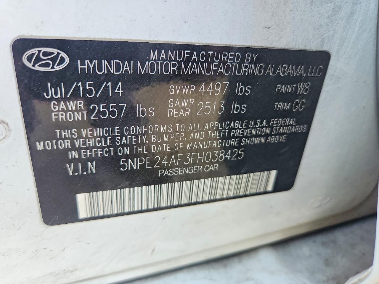 2015 Hyundai Sonata Se White vin: 5NPE24AF3FH038425