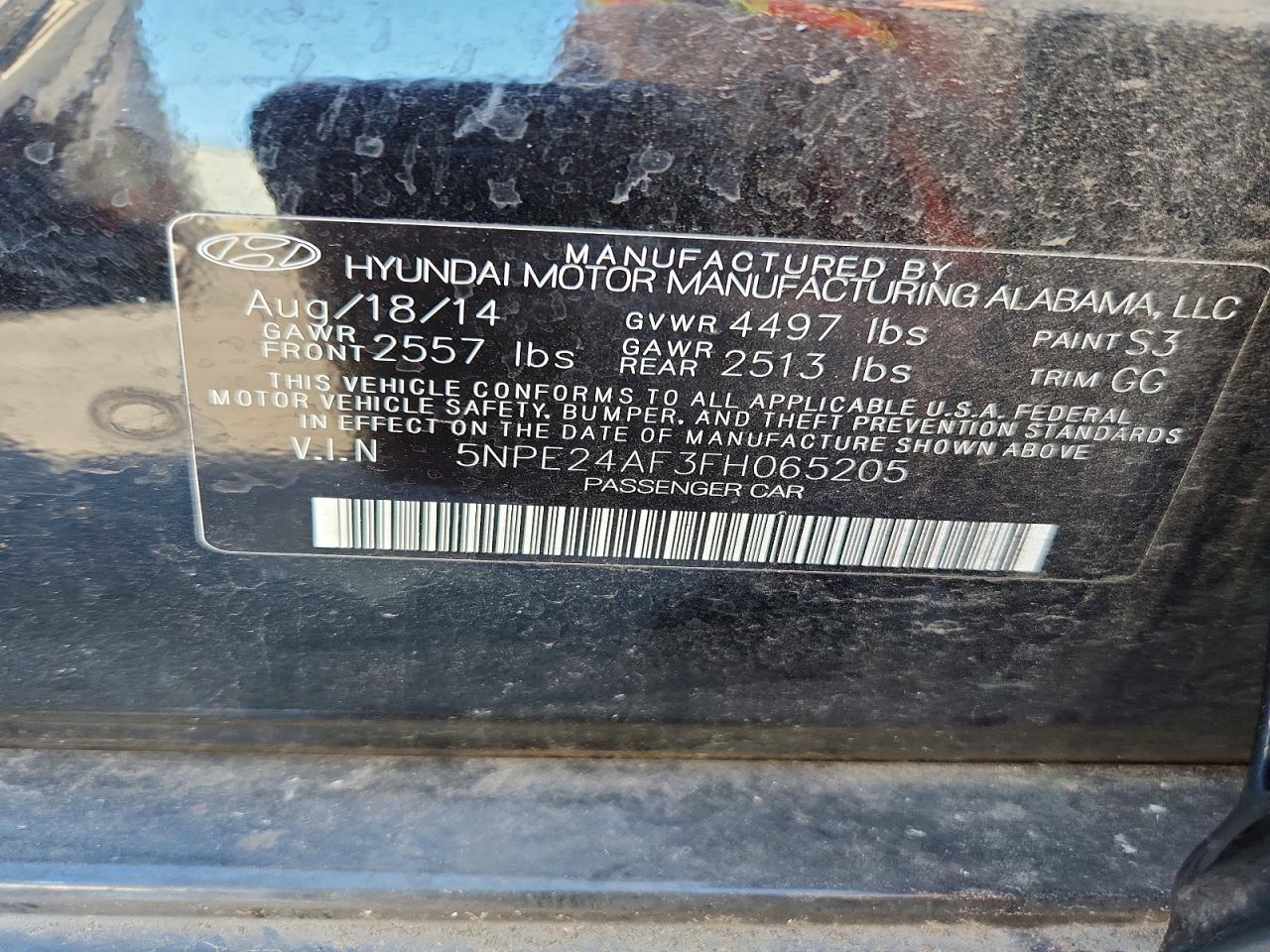 2015 Hyundai Sonata Se Black vin: 5NPE24AF3FH065205