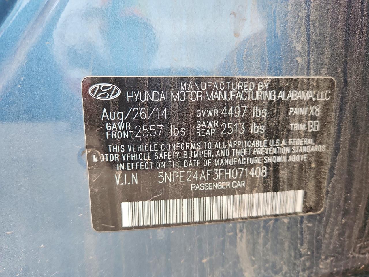 2015 Hyundai Sonata Se Синий vin: 5NPE24AF3FH071408