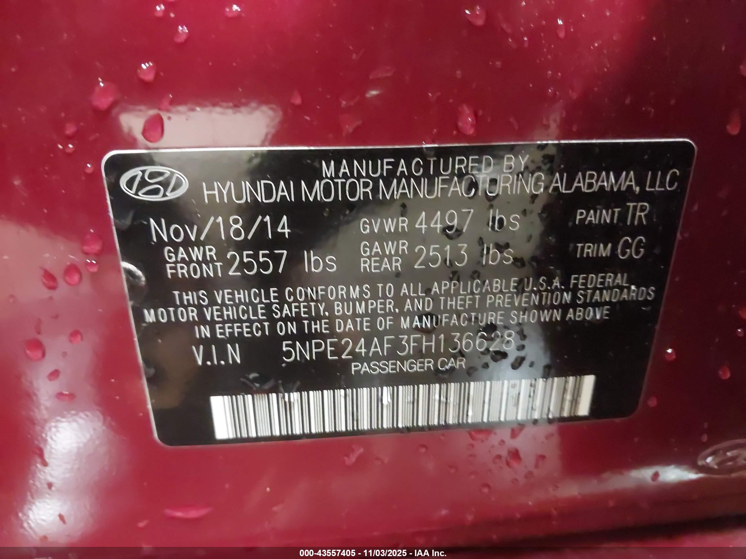 2015 Hyundai Sonata Se Красный vin: 5NPE24AF3FH136628