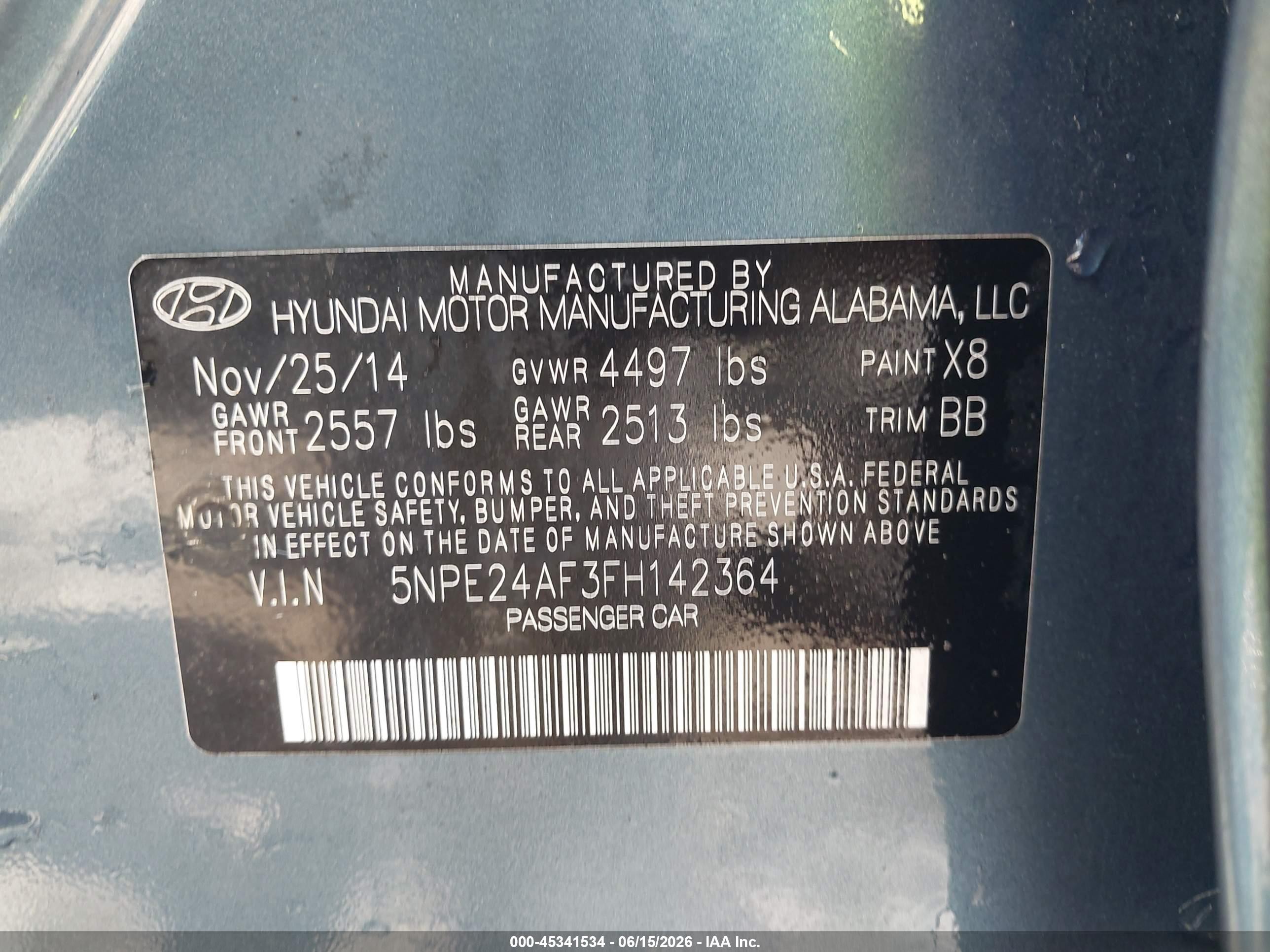 2015 Hyundai Sonata Se Blue vin: 5NPE24AF3FH142364