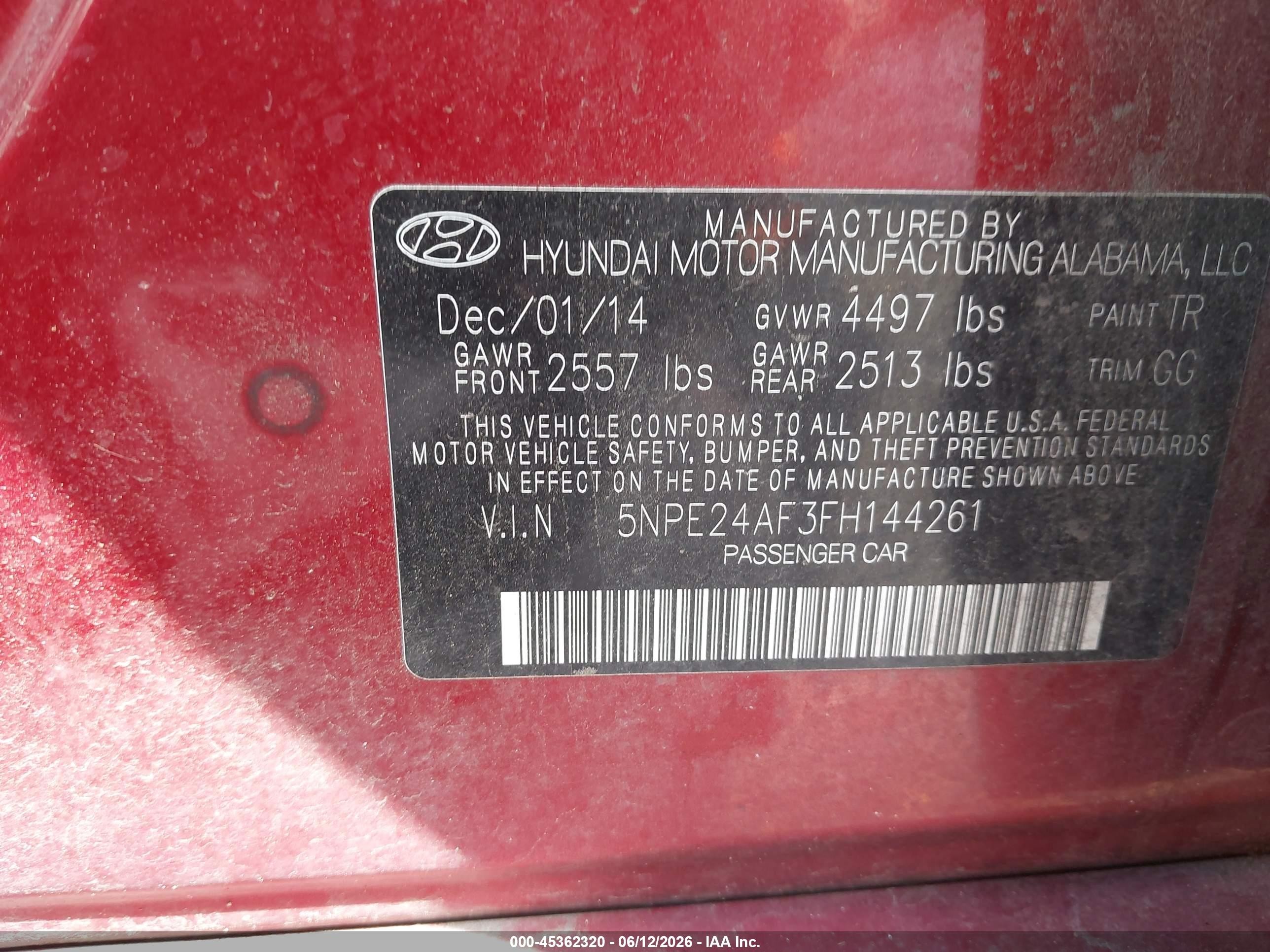 2015 Hyundai Sonata Se Красный vin: 5NPE24AF3FH144261