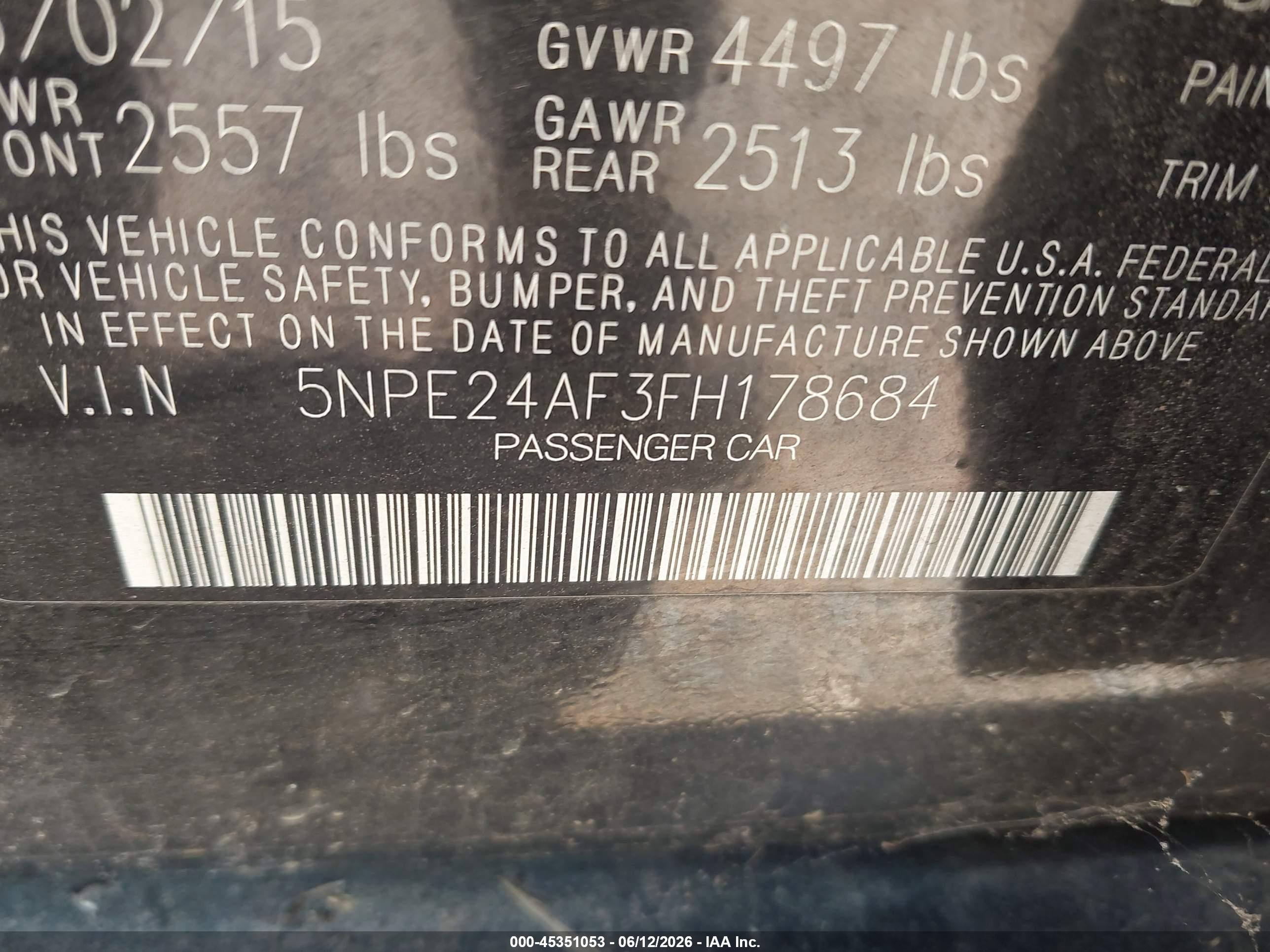 2015 Hyundai Sonata Se Black vin: 5NPE24AF3FH178684