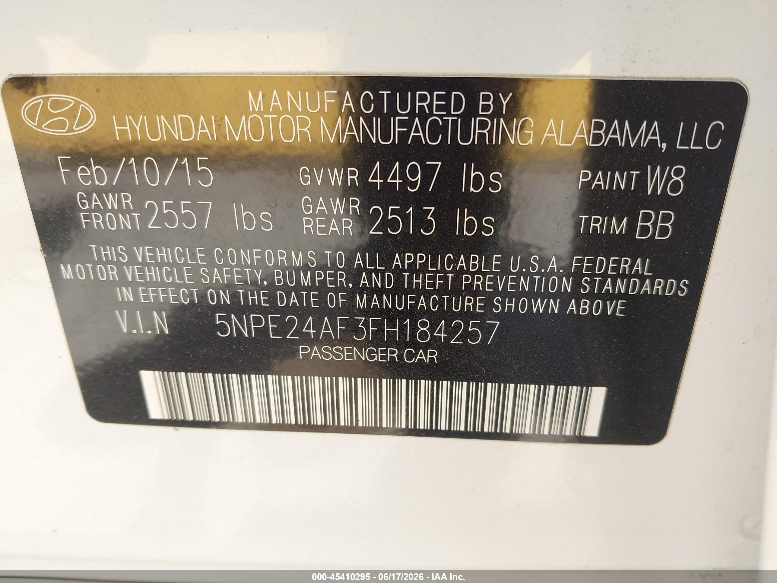 2015 Hyundai Sonata Se White vin: 5NPE24AF3FH184257