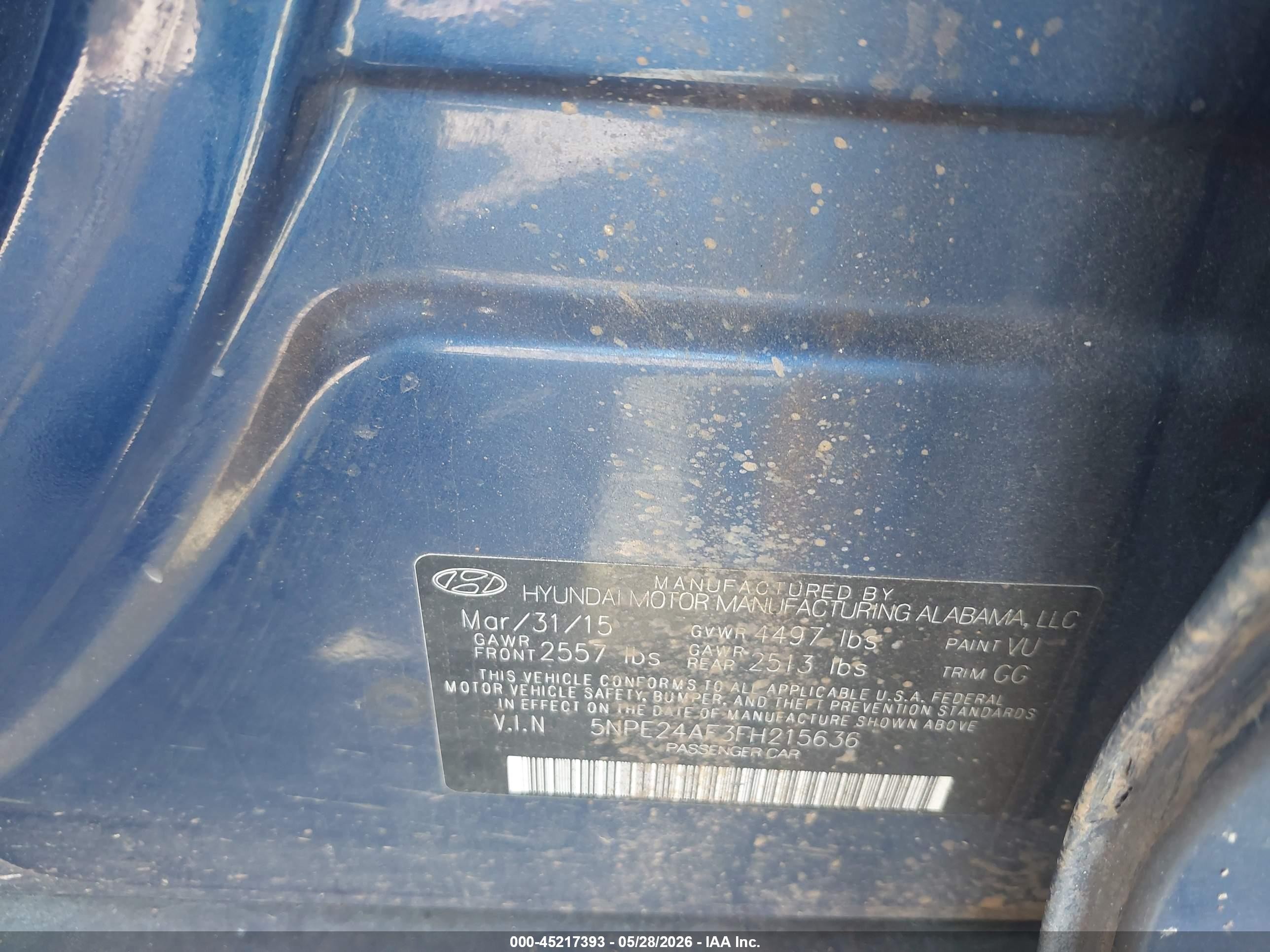 2015 Hyundai Sonata Se Blue vin: 5NPE24AF3FH215636