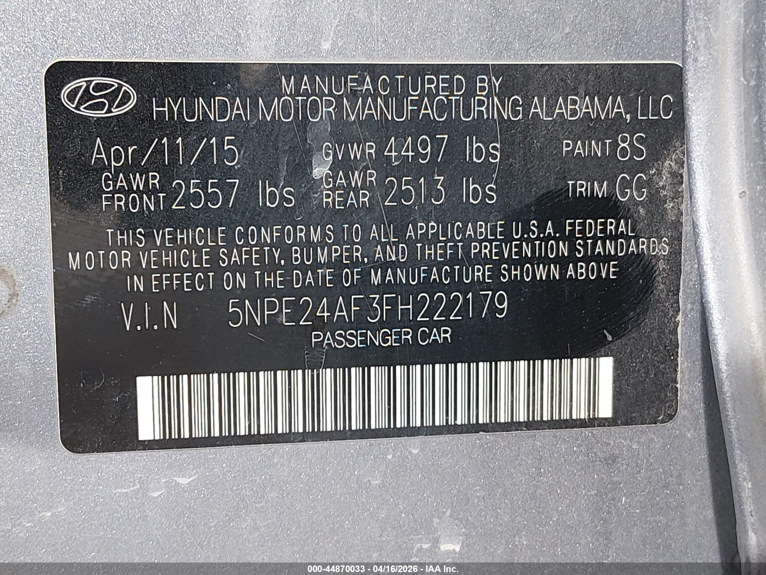 2015 Hyundai Sonata Se Silver vin: 5NPE24AF3FH222179