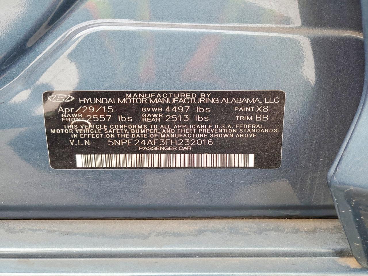 2015 Hyundai Sonata Se Blue vin: 5NPE24AF3FH232016