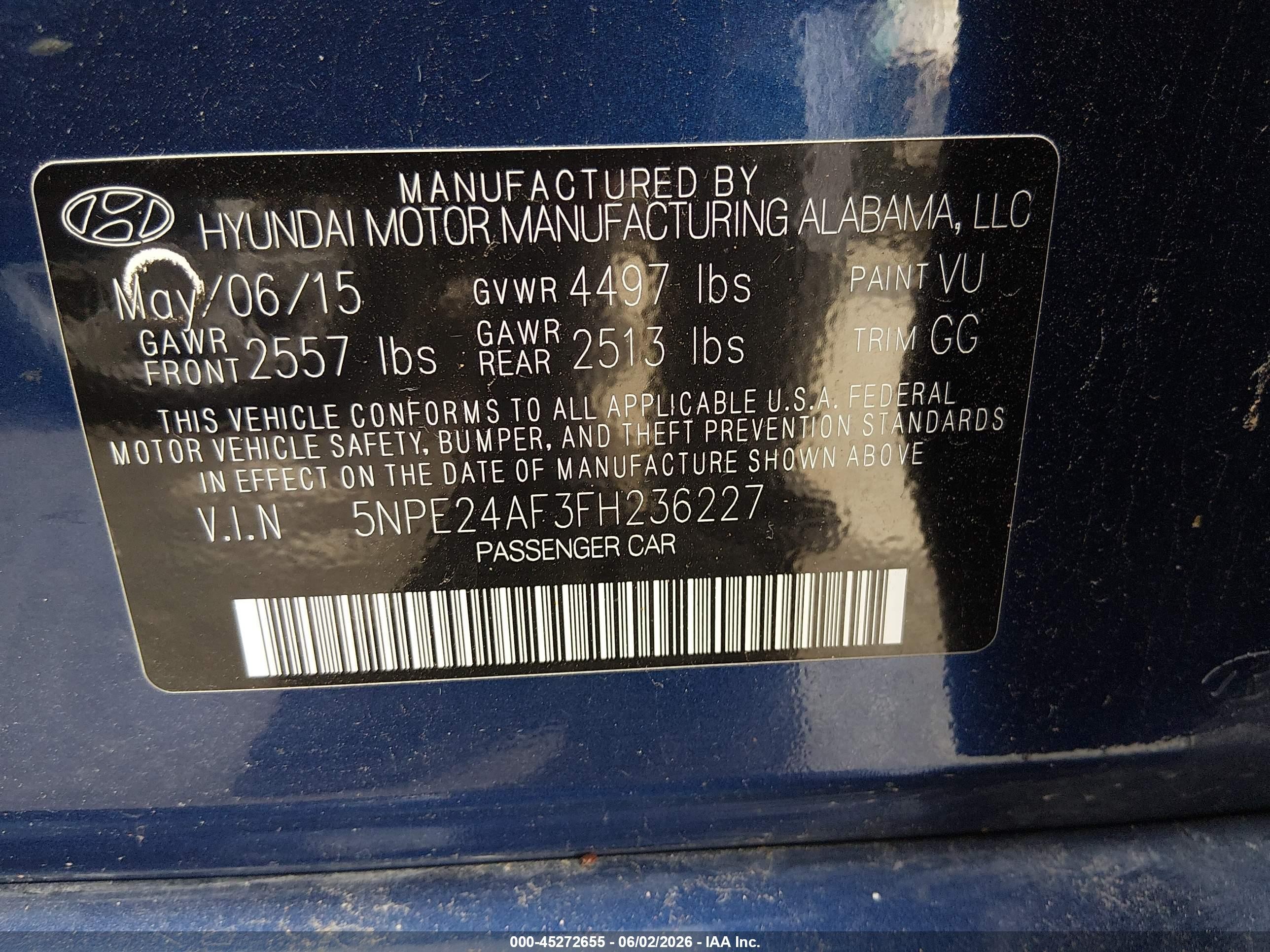 2015 Hyundai Sonata Se Синий vin: 5NPE24AF3FH236227