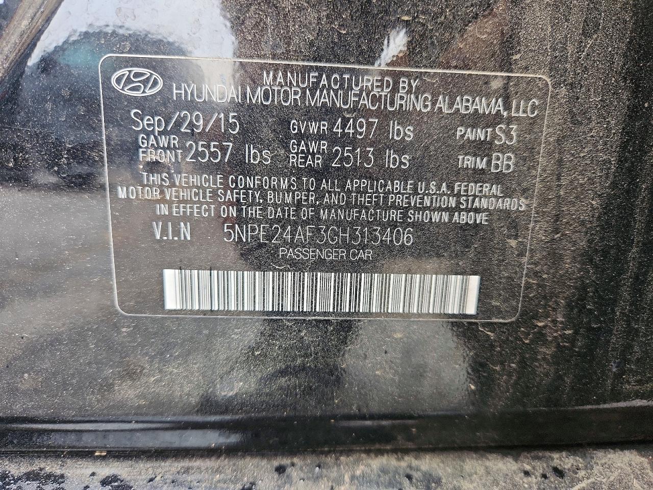 2016 Hyundai Sonata Se Black vin: 5NPE24AF3GH313406