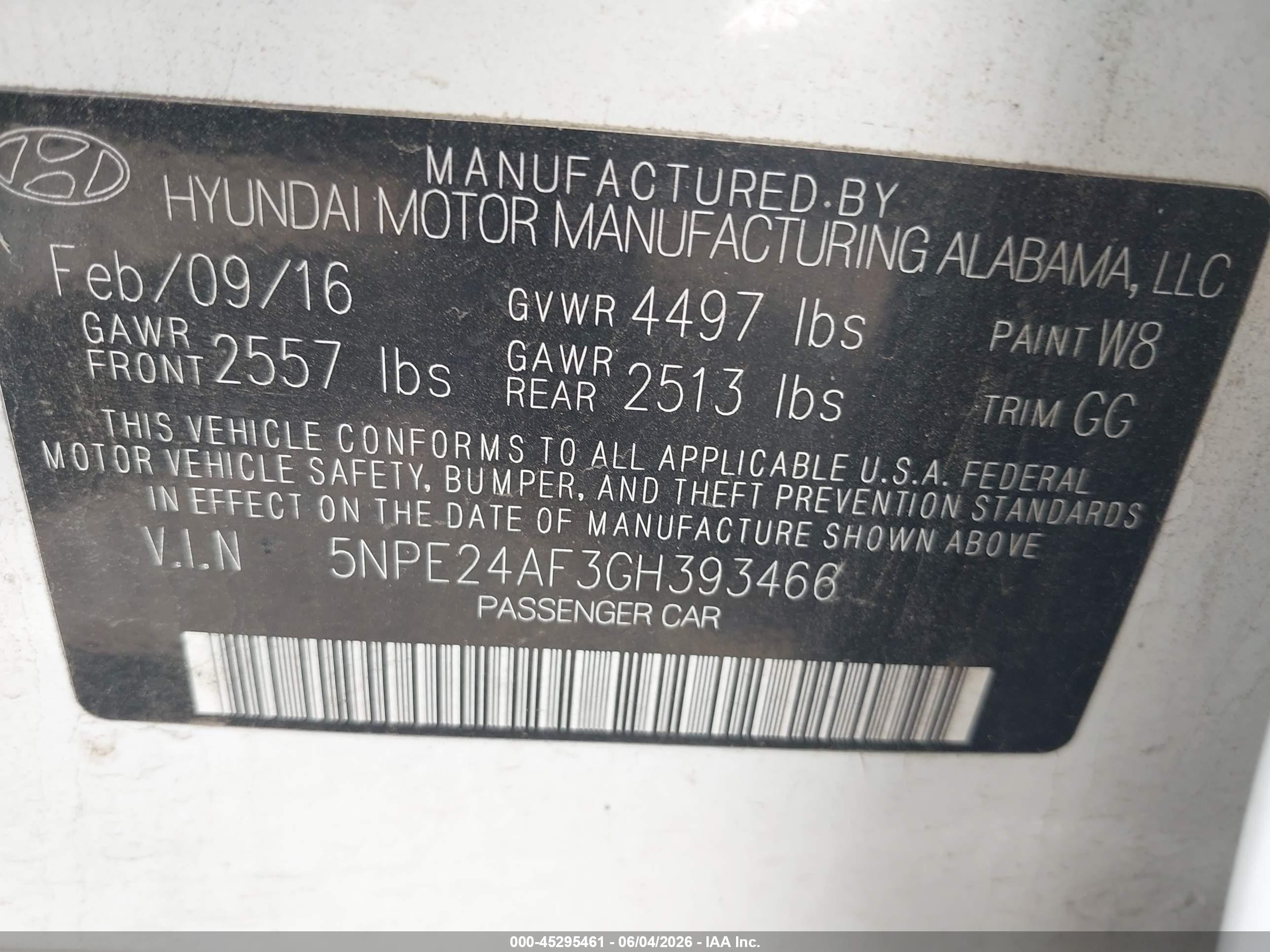 2016 Hyundai Sonata   White vin: 5NPE24AF3GH393466