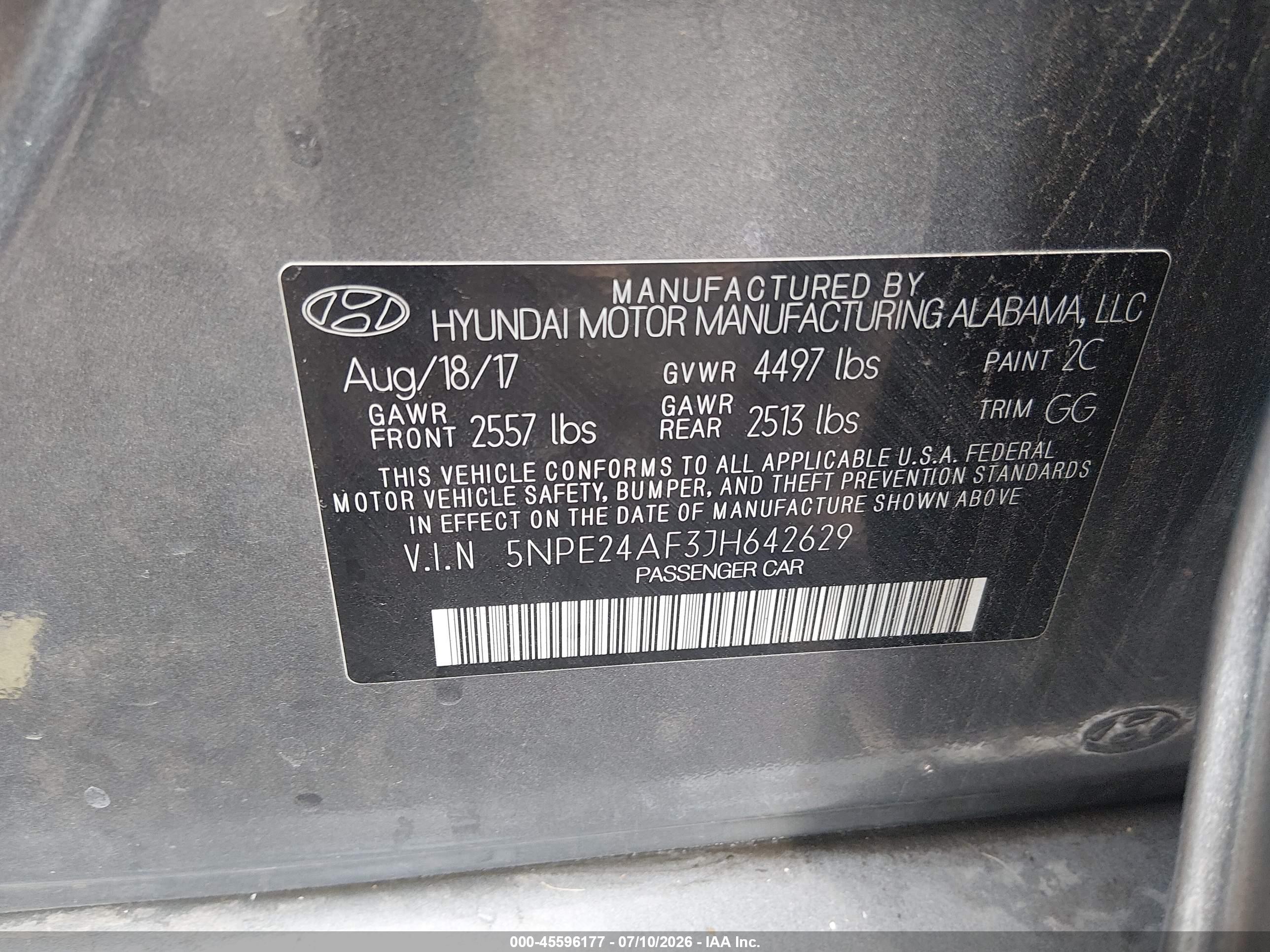 2018 Hyundai Sonata Se Gray vin: 5NPE24AF3JH642629