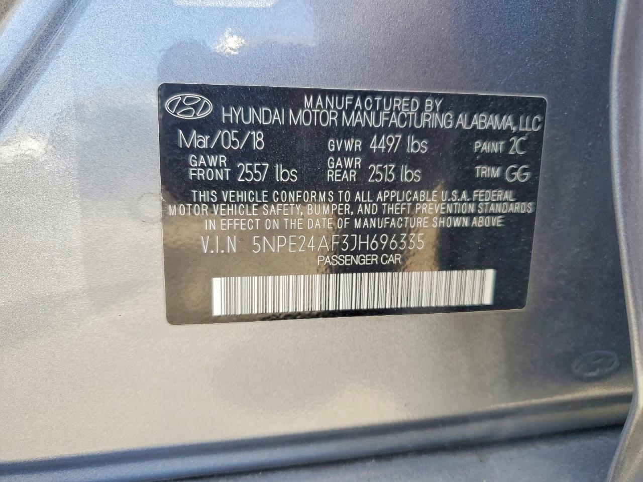 2018 Hyundai Sonata Se Gray vin: 5NPE24AF3JH696335