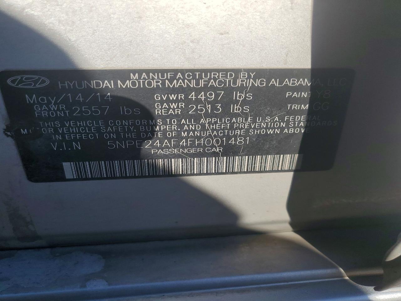 2015 Hyundai Sonata Se Silver vin: 5NPE24AF4FH001481