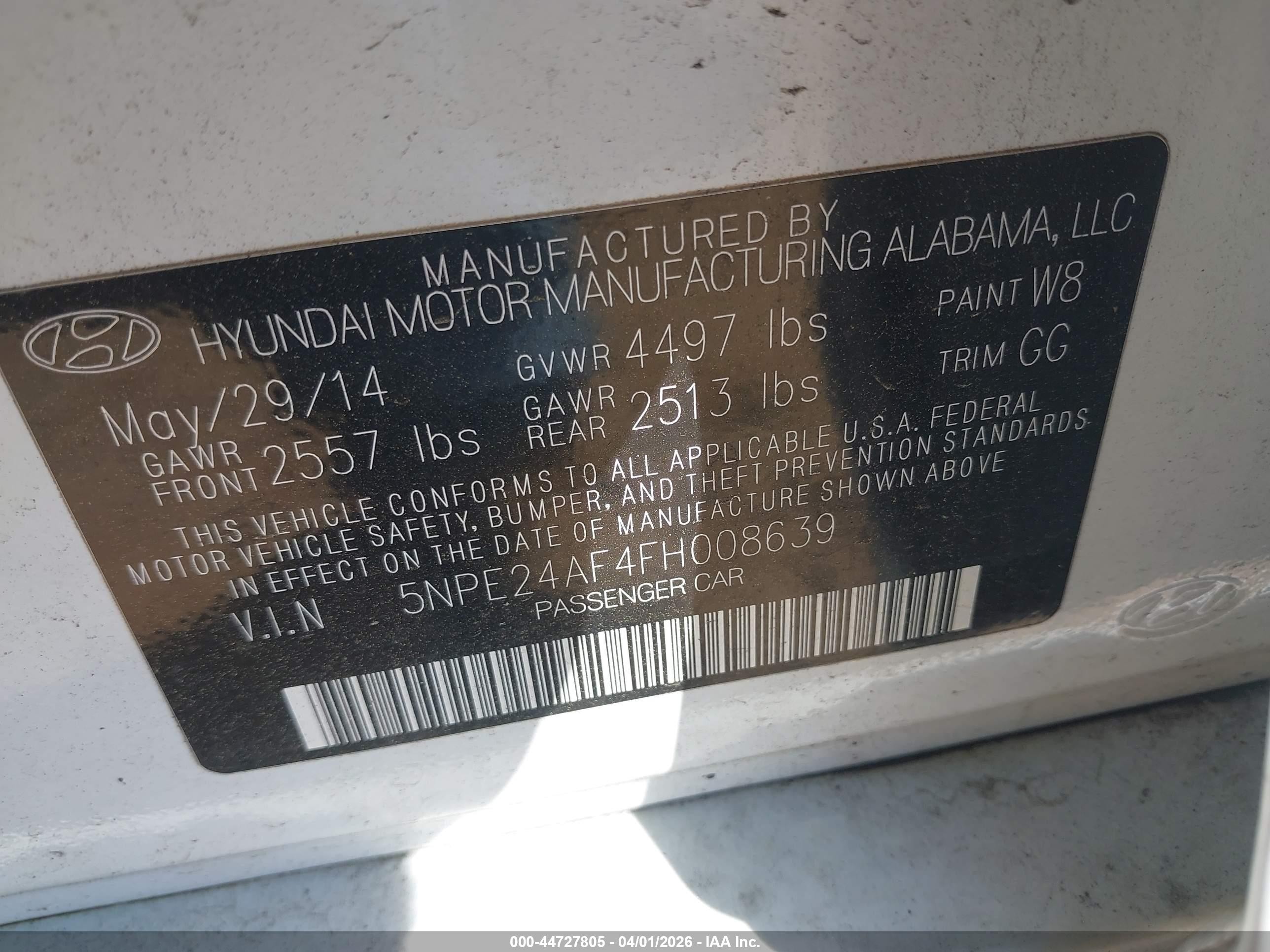 2015 Hyundai Sonata Se White vin: 5NPE24AF4FH008639