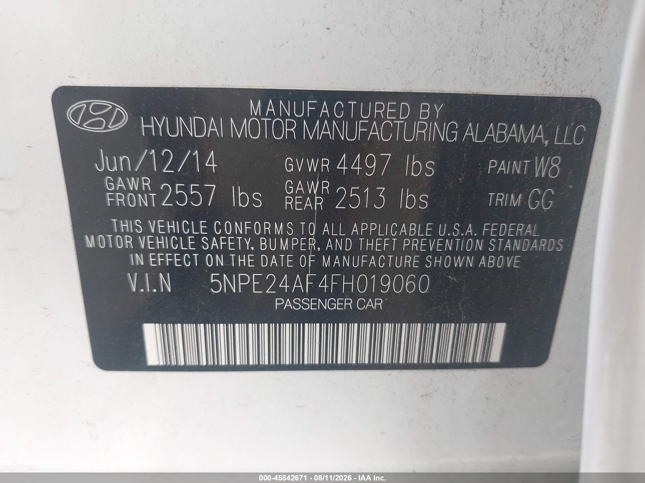 2015 Hyundai Sonata Se White vin: 5NPE24AF4FH019060