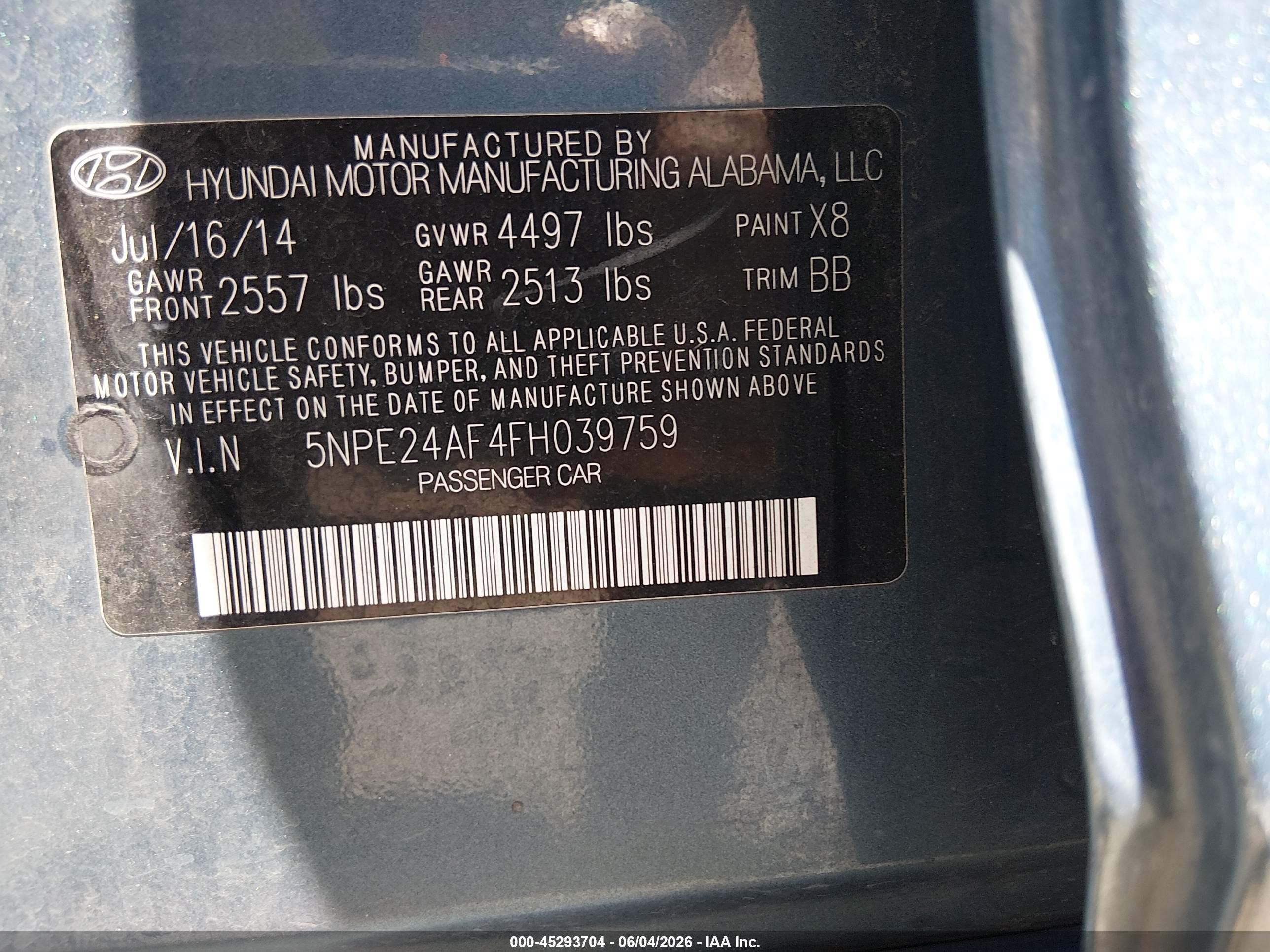 2015 Hyundai Sonata Se Blue vin: 5NPE24AF4FH039759