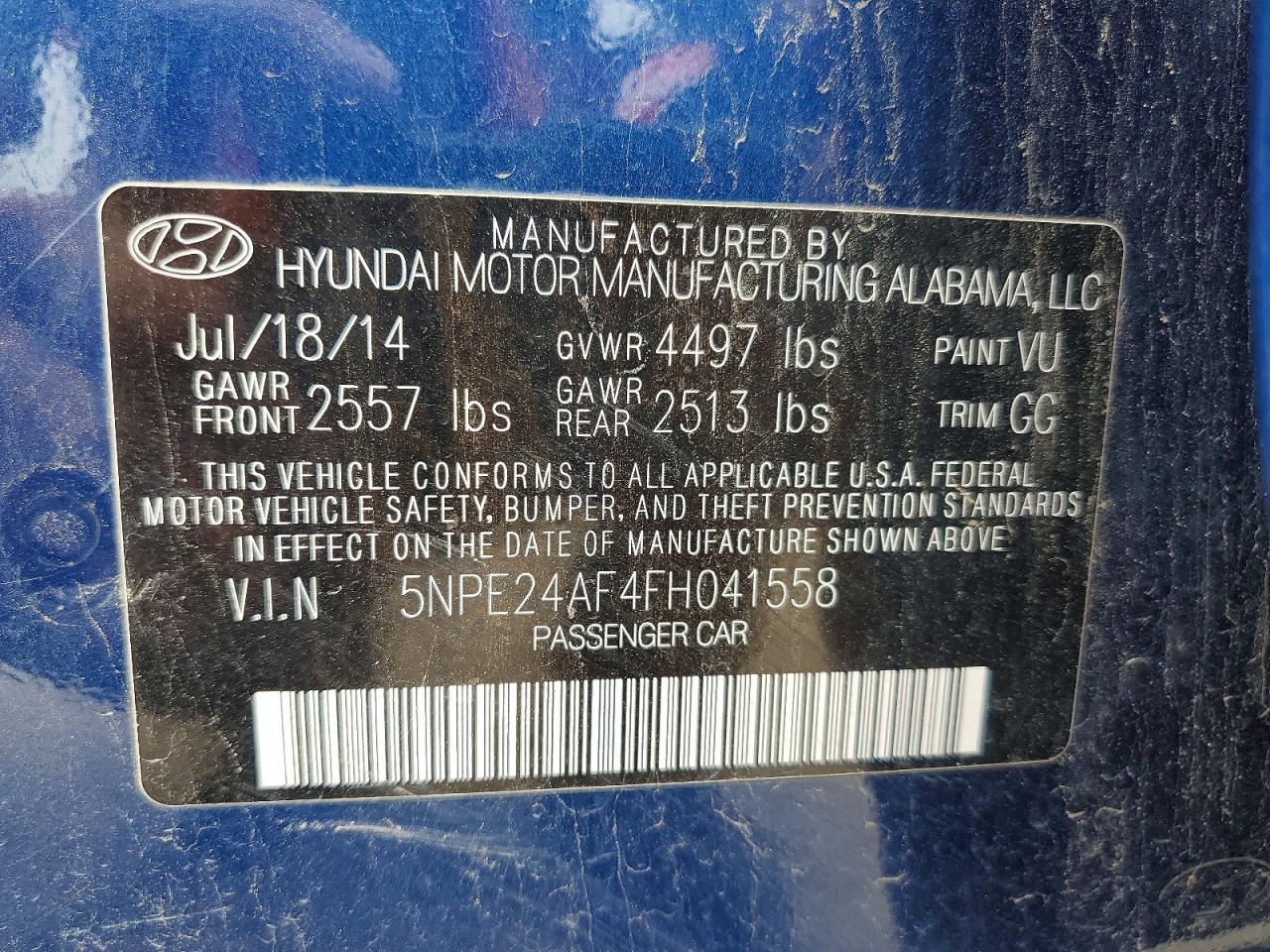 2015 Hyundai Sonata Se Blue vin: 5NPE24AF4FH041558