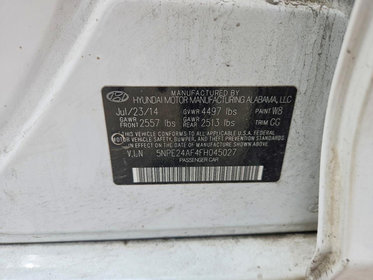 2015 Hyundai Sonata Se Белый vin: 5NPE24AF4FH045027