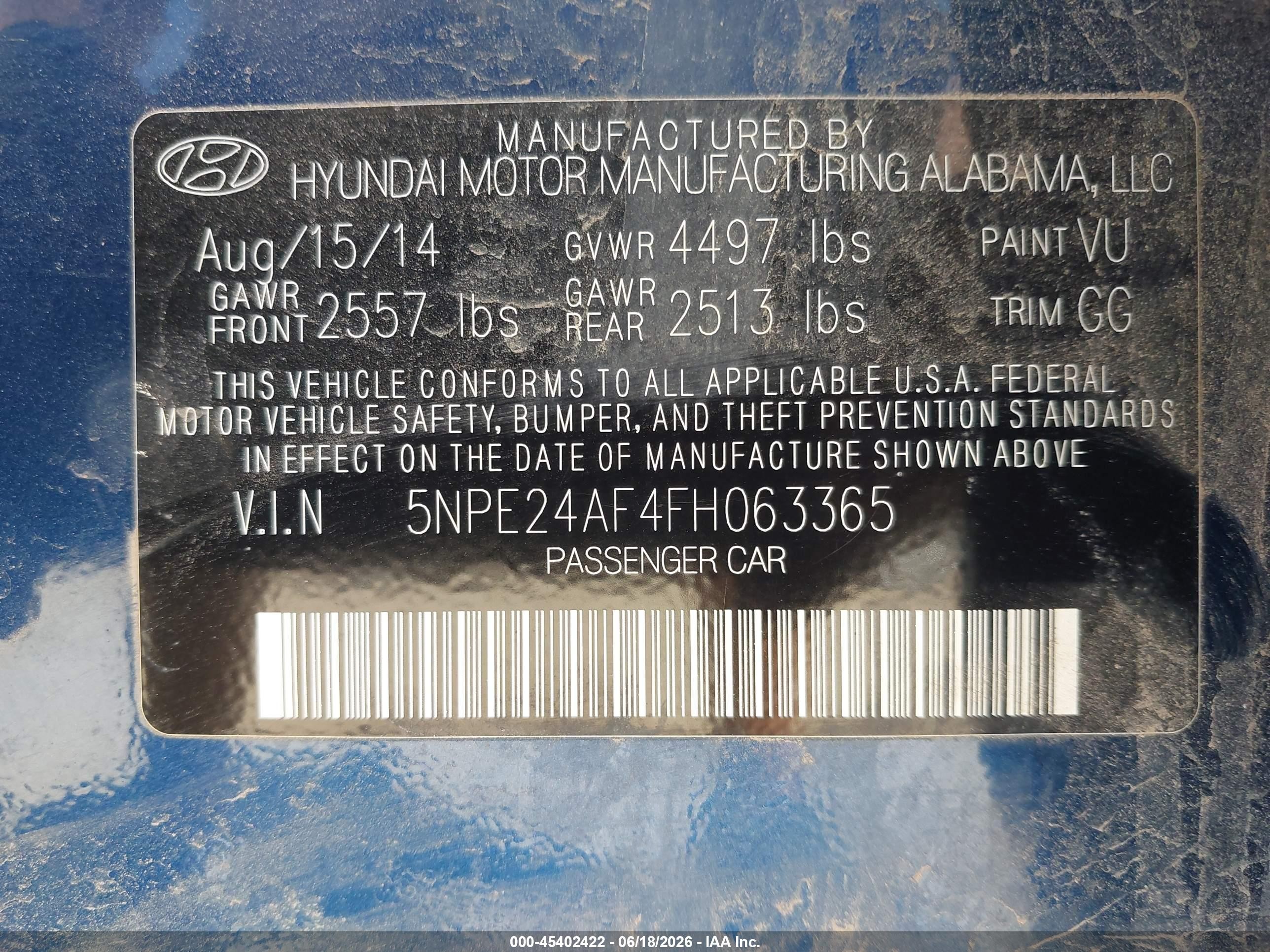 2015 Hyundai Sonata Se Blue vin: 5NPE24AF4FH063365
