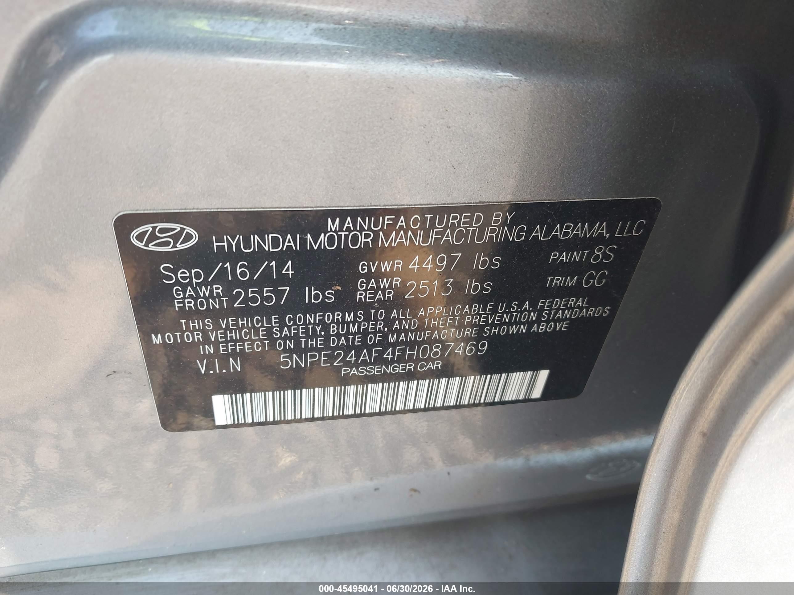 2015 Hyundai Sonata Se Silver vin: 5NPE24AF4FH087469