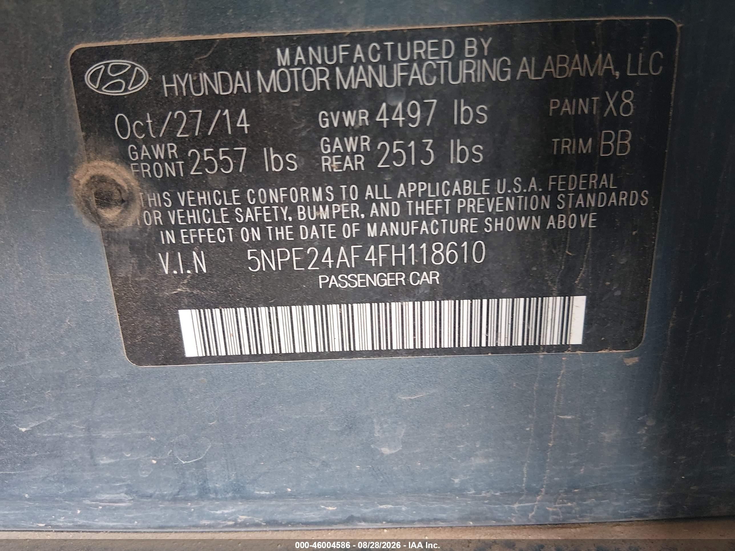 2015 Hyundai Sonata Se Blue vin: 5NPE24AF4FH118610