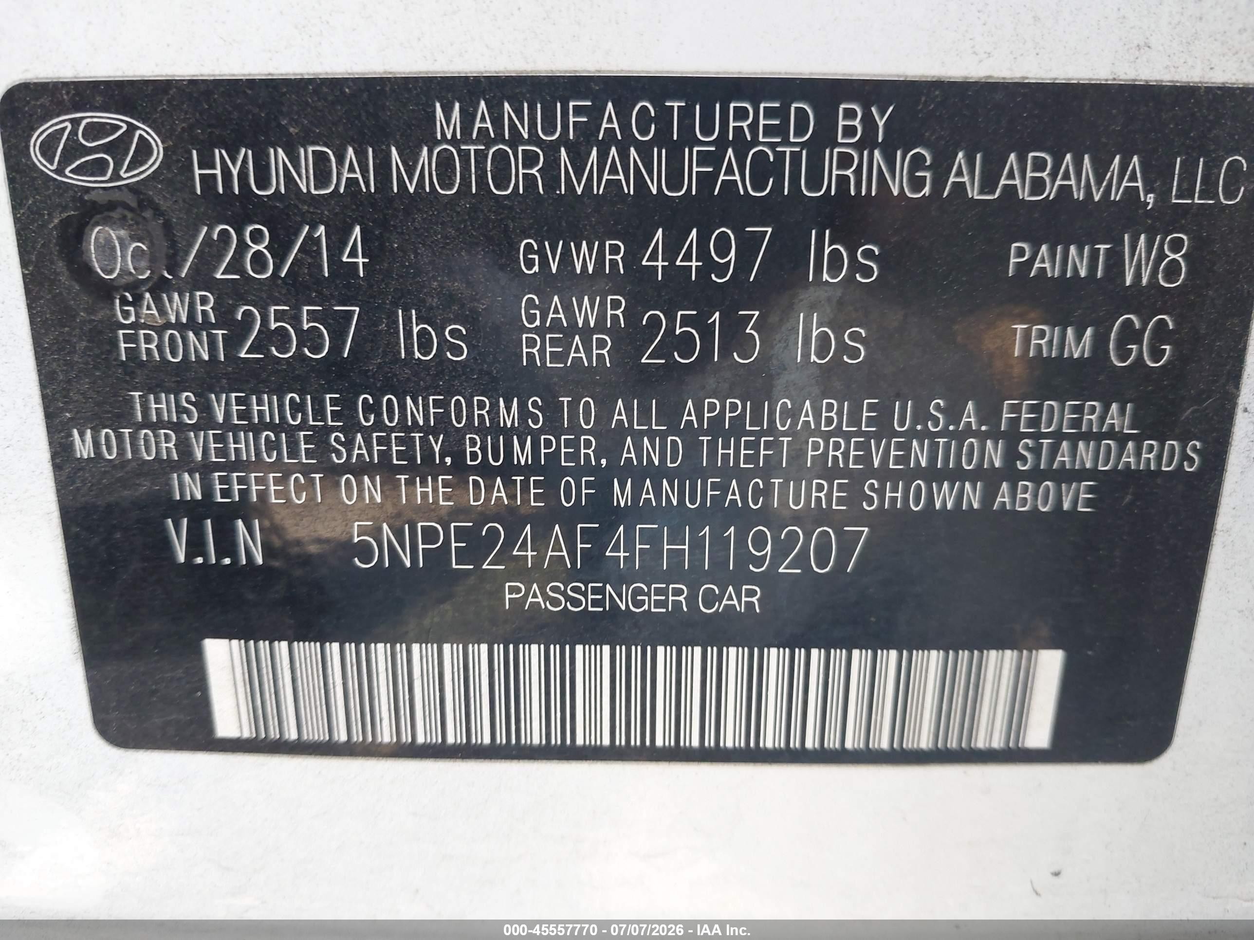 2015 Hyundai Sonata Se White vin: 5NPE24AF4FH119207
