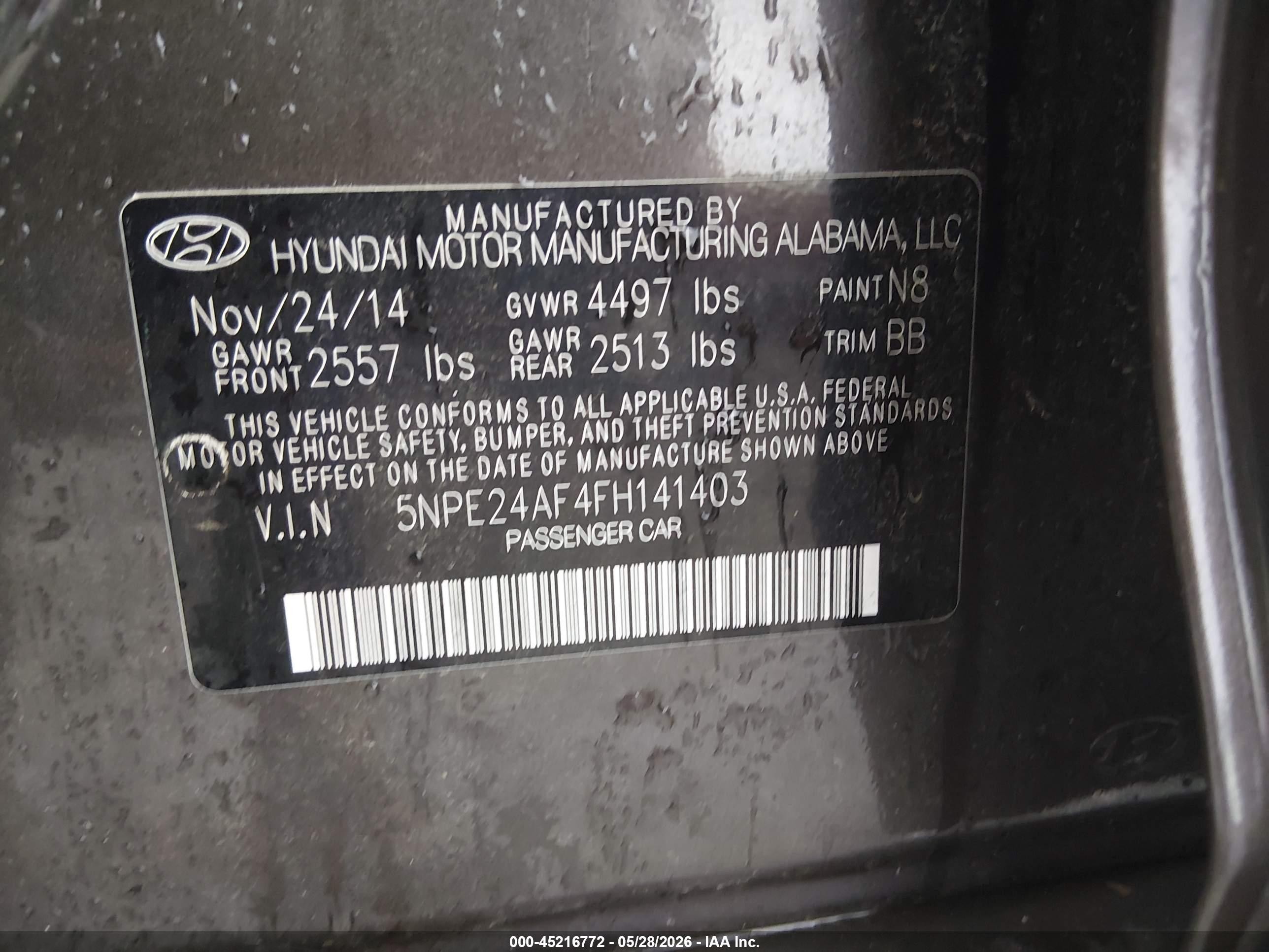 2015 Hyundai Sonata Se Серый vin: 5NPE24AF4FH141403