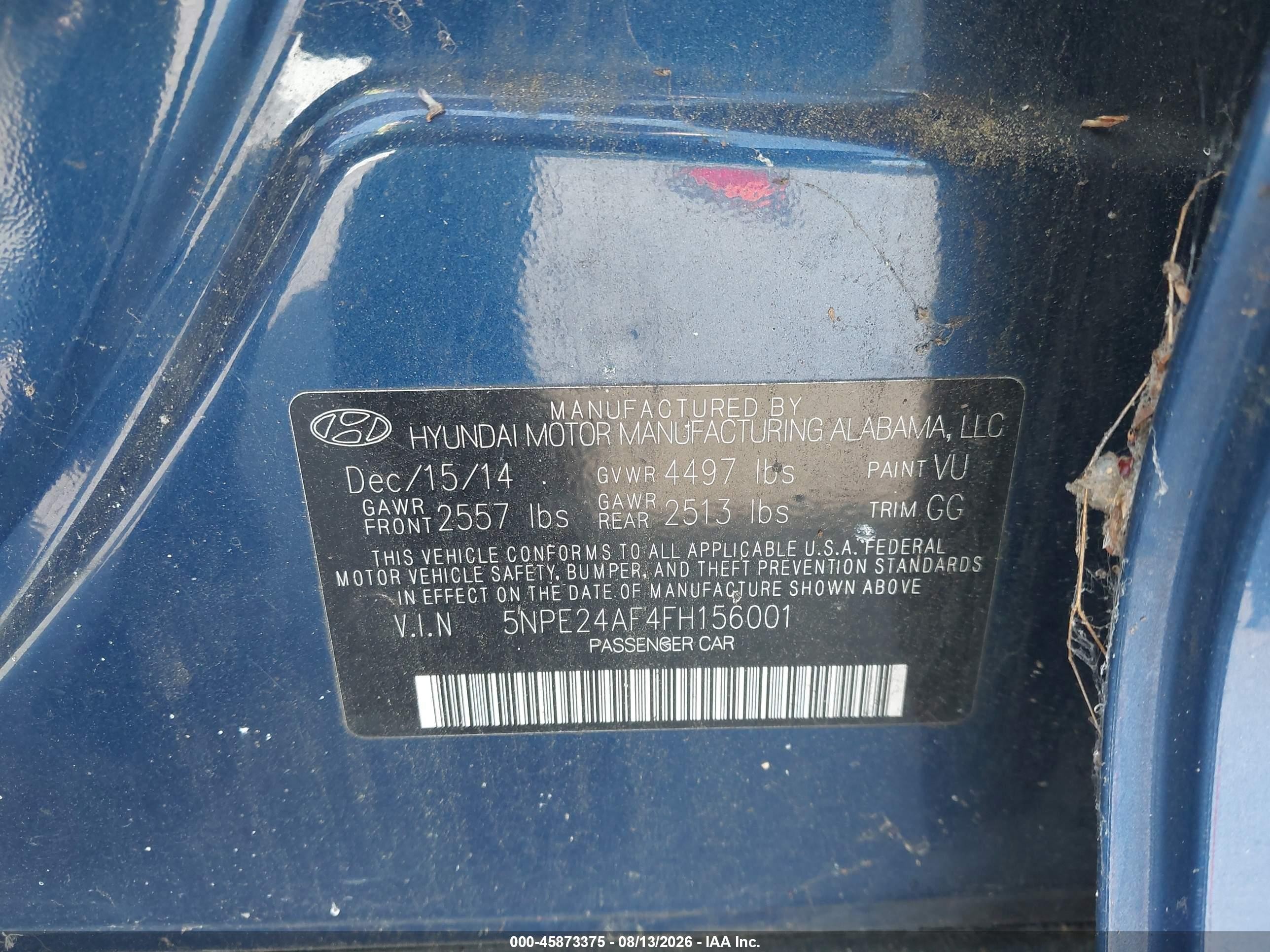 2015 Hyundai Sonata Se Blue vin: 5NPE24AF4FH156001