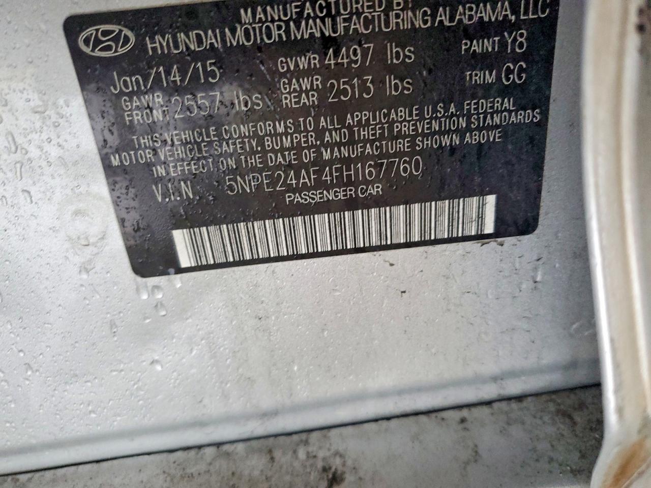 2015 Hyundai Sonata Se Серебряный vin: 5NPE24AF4FH167760