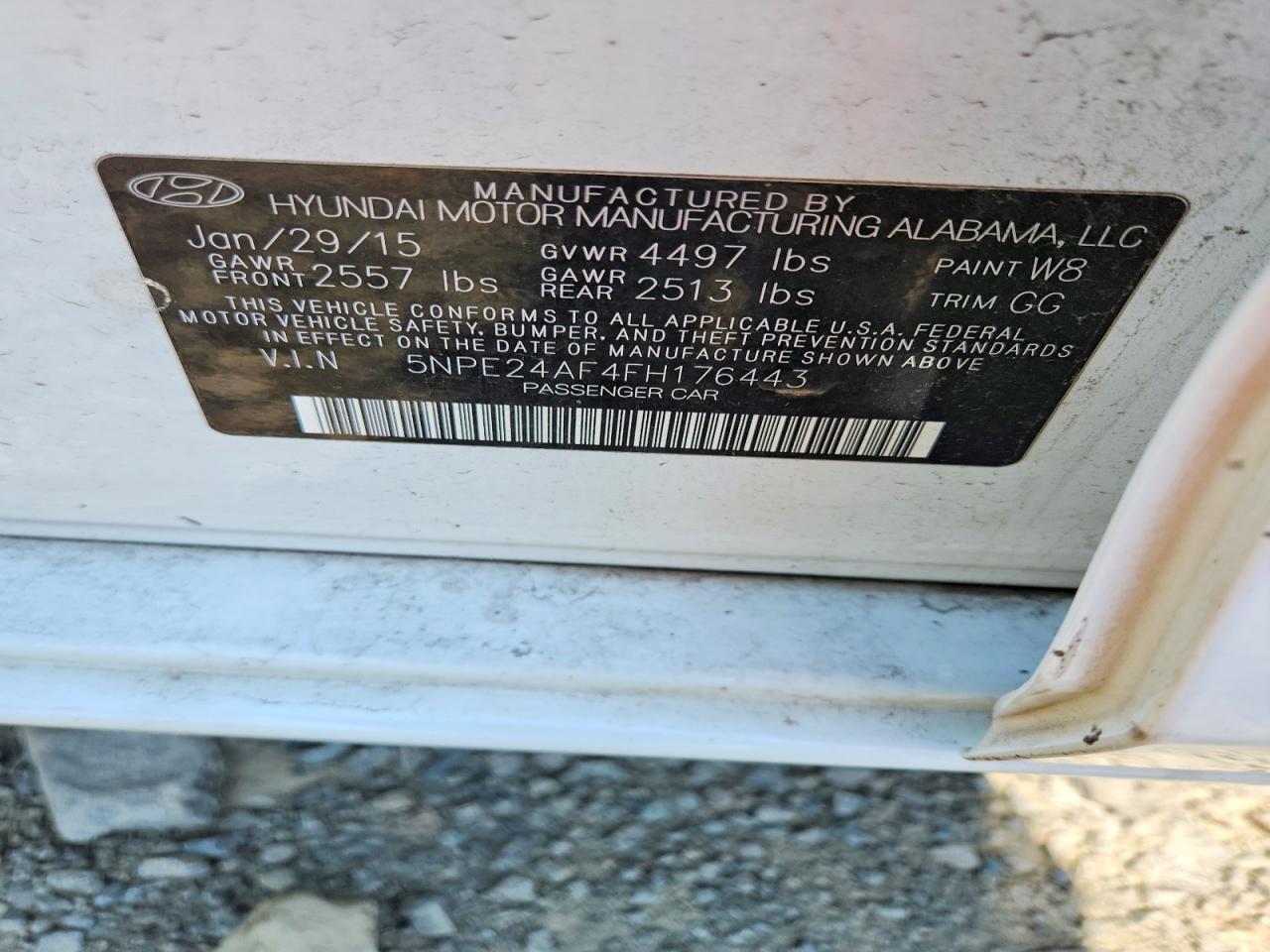 2015 Hyundai Sonata Se White vin: 5NPE24AF4FH176443