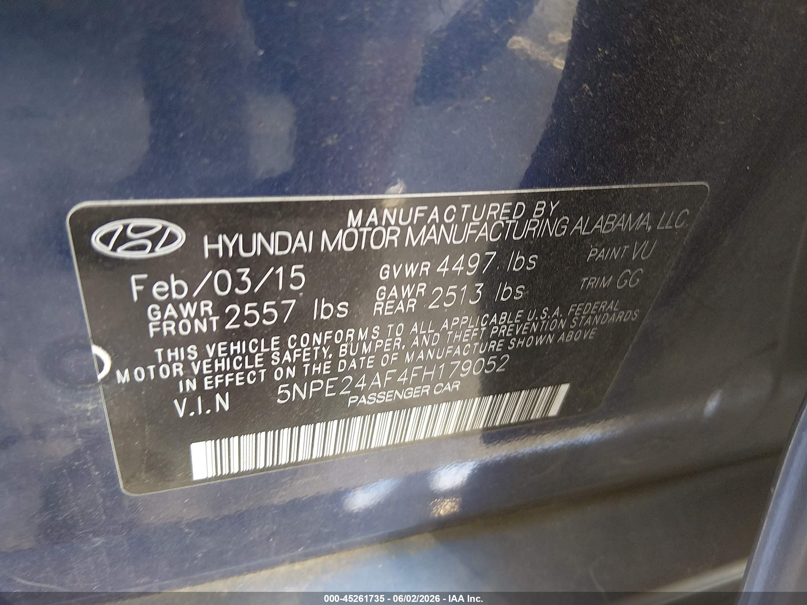 2015 Hyundai Sonata Se Blue vin: 5NPE24AF4FH179052