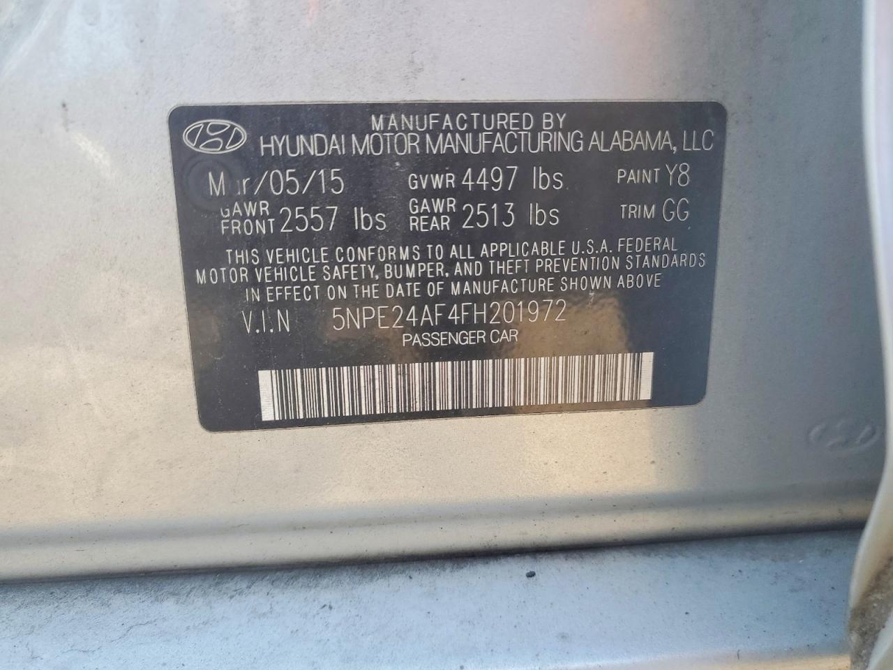 2015 Hyundai Sonata Se Silver vin: 5NPE24AF4FH201972