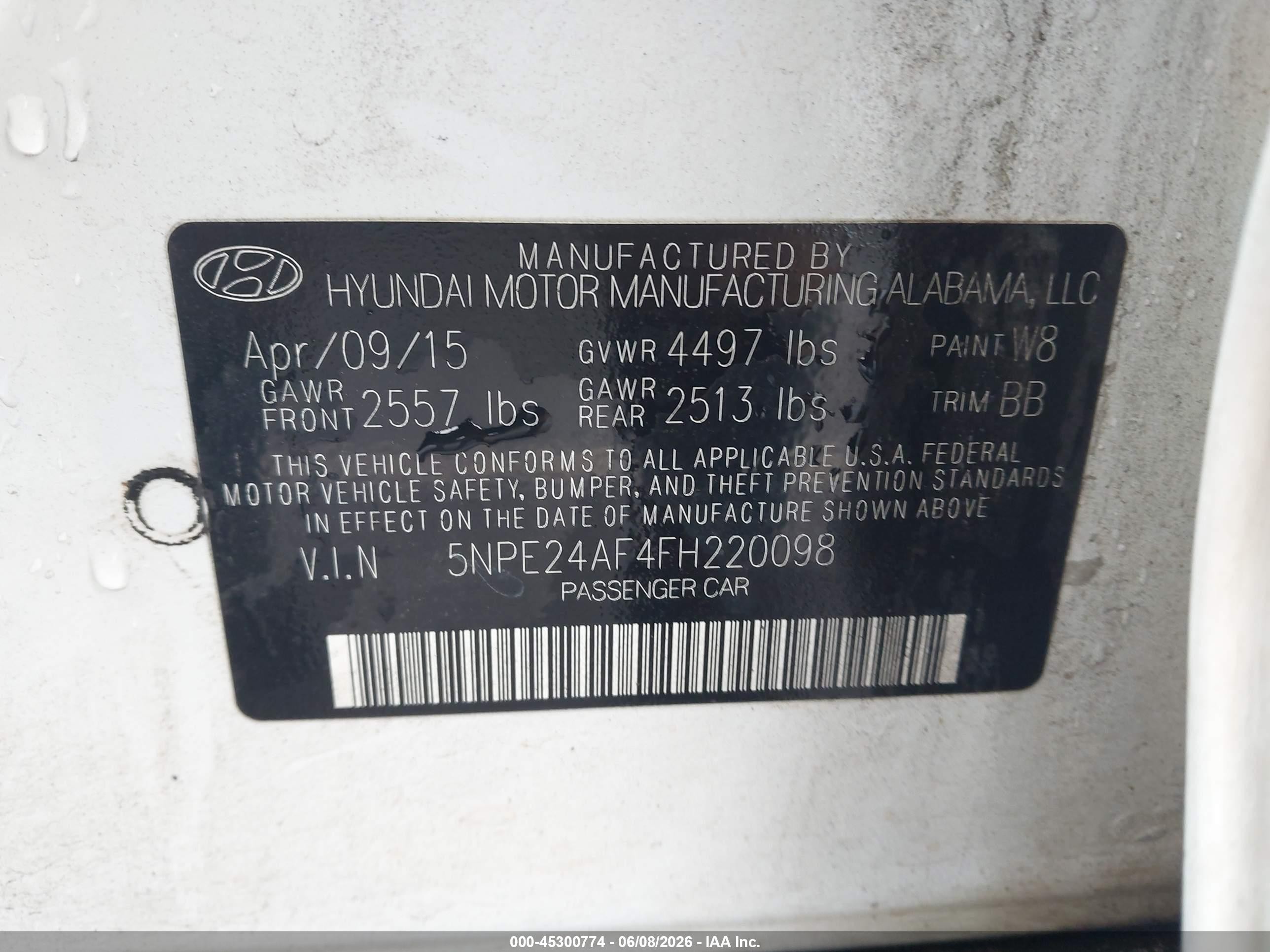 2015 Hyundai Sonata Se White vin: 5NPE24AF4FH220098