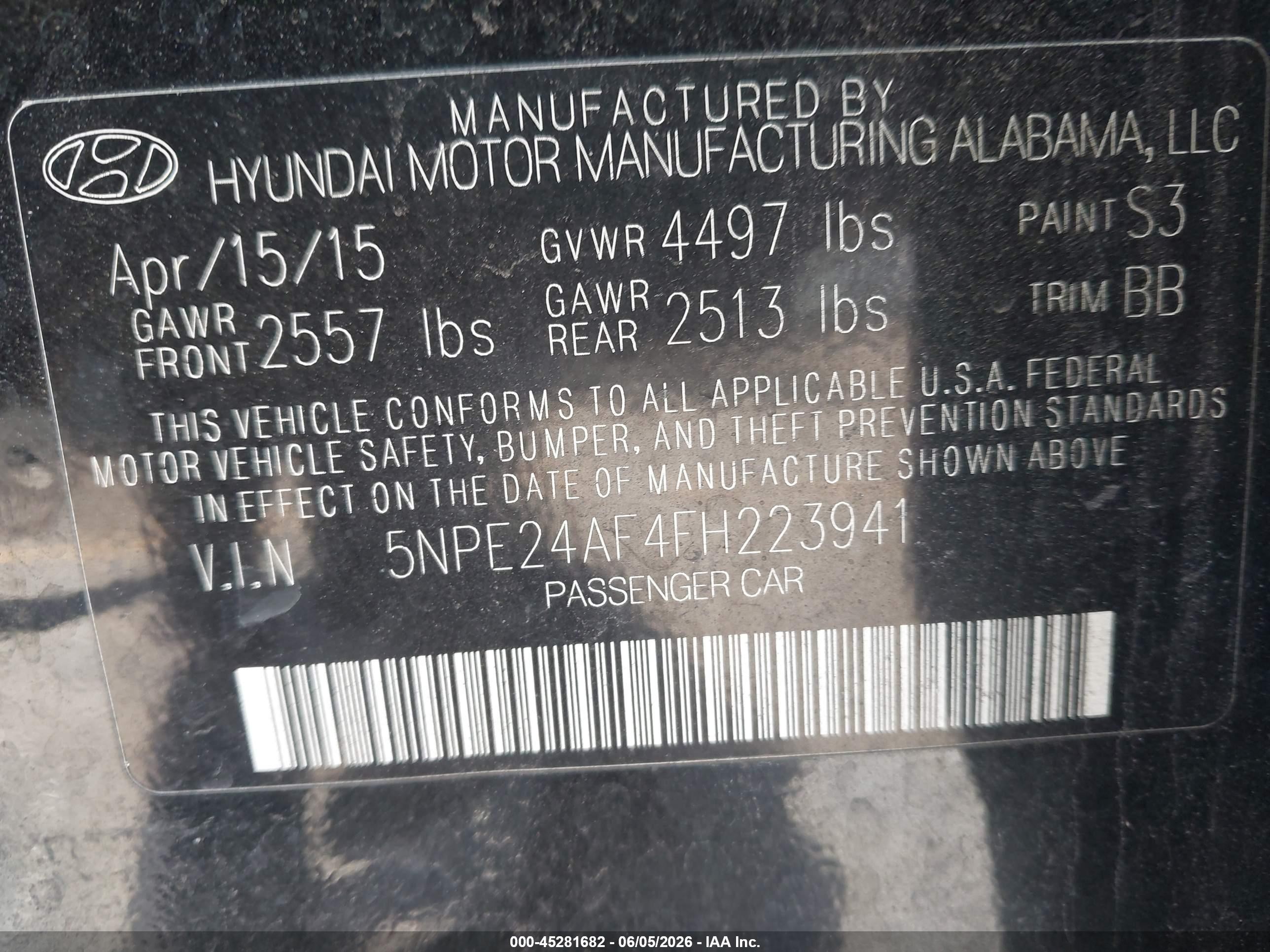 2015 Hyundai Sonata Se Черный vin: 5NPE24AF4FH223941