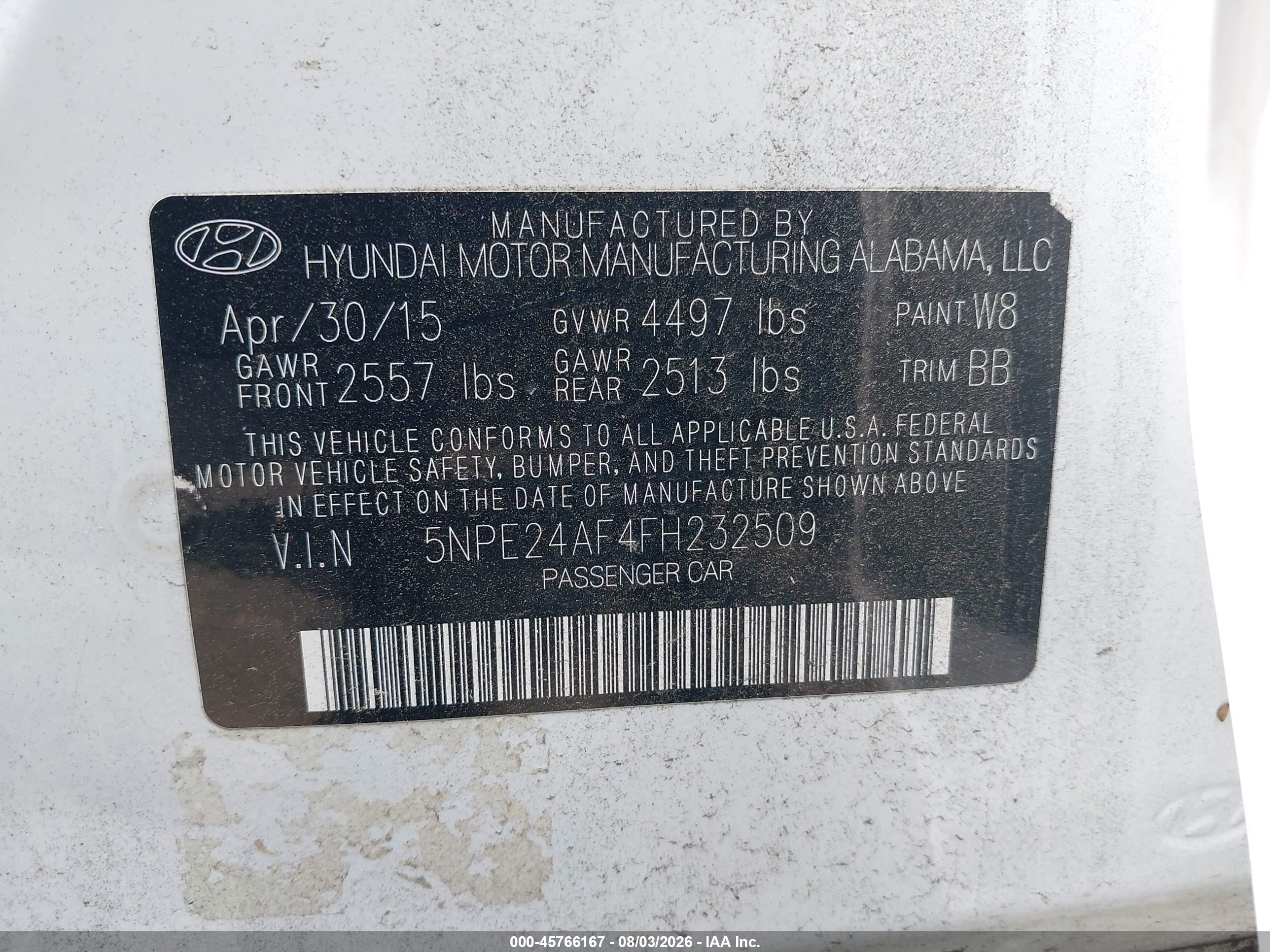 2015 Hyundai Sonata Se Белый vin: 5NPE24AF4FH232509