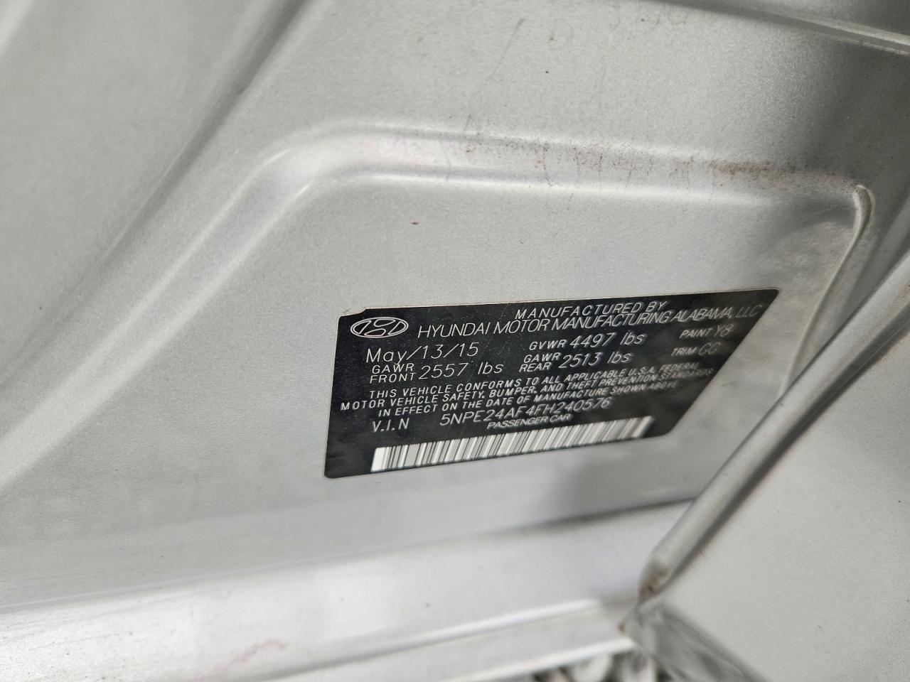 2015 Hyundai Sonata Se Silver vin: 5NPE24AF4FH240576