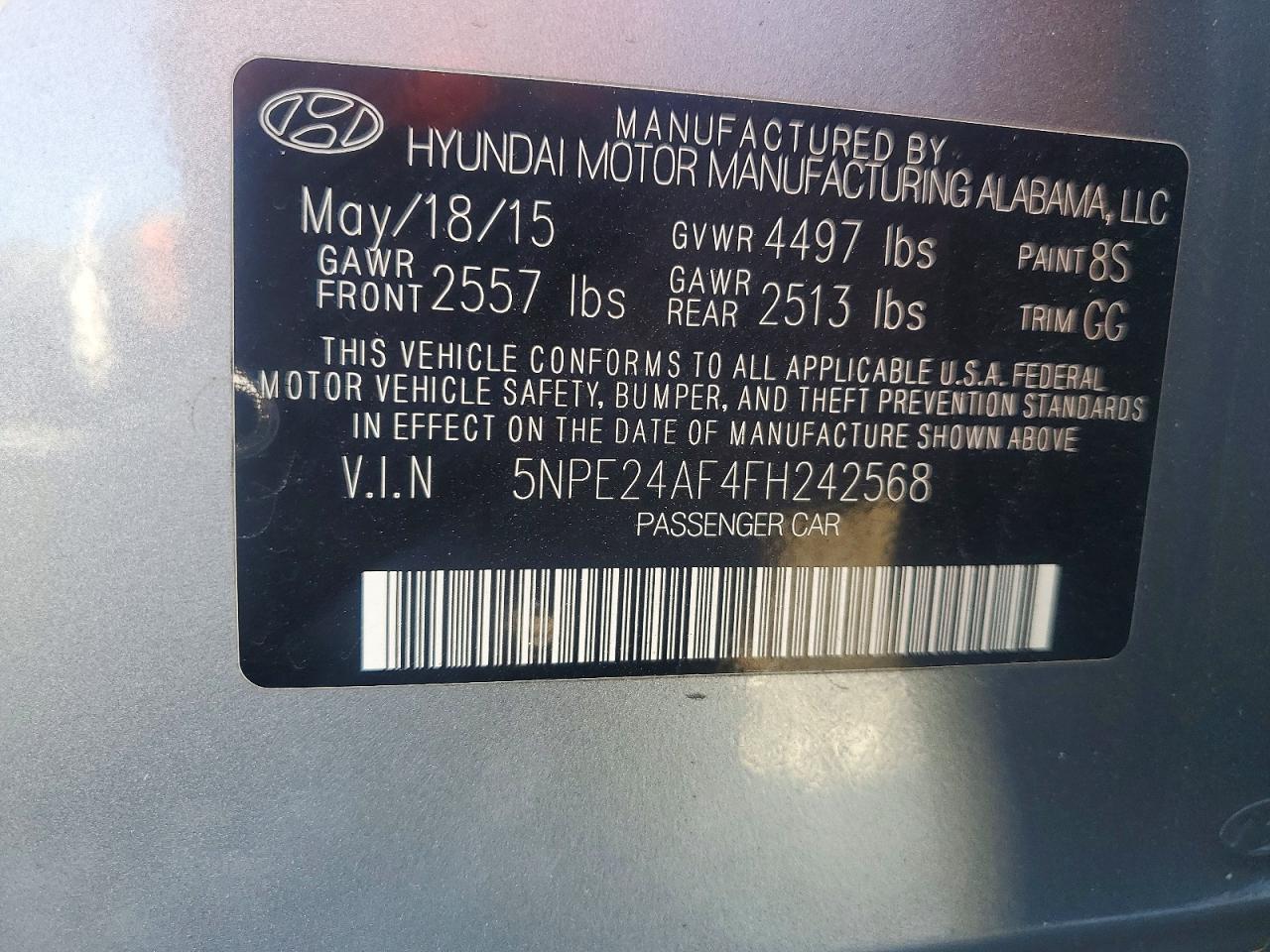 2015 Hyundai Sonata Se Silver vin: 5NPE24AF4FH242568