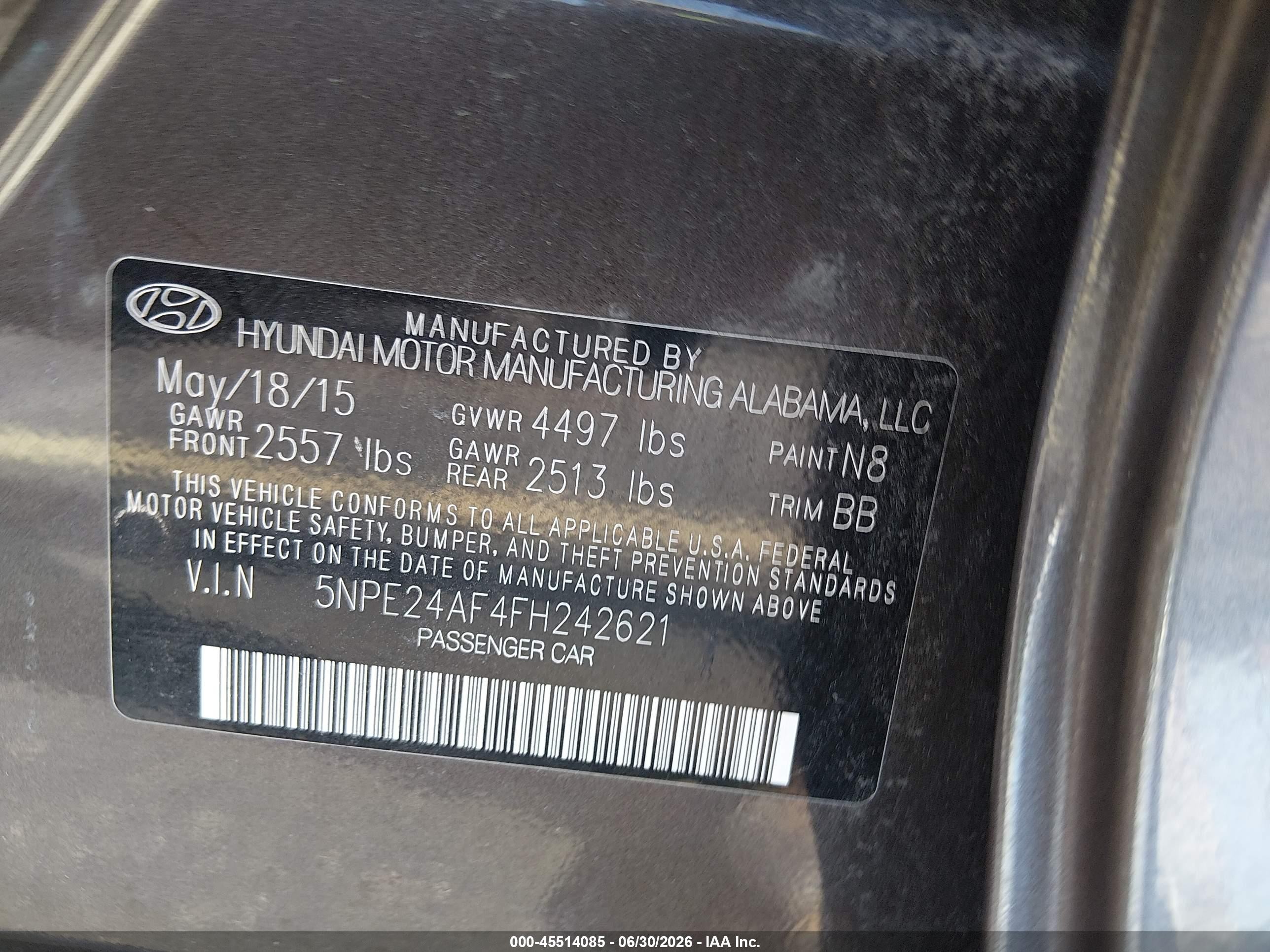 2015 Hyundai Sonata Se Серый vin: 5NPE24AF4FH242621