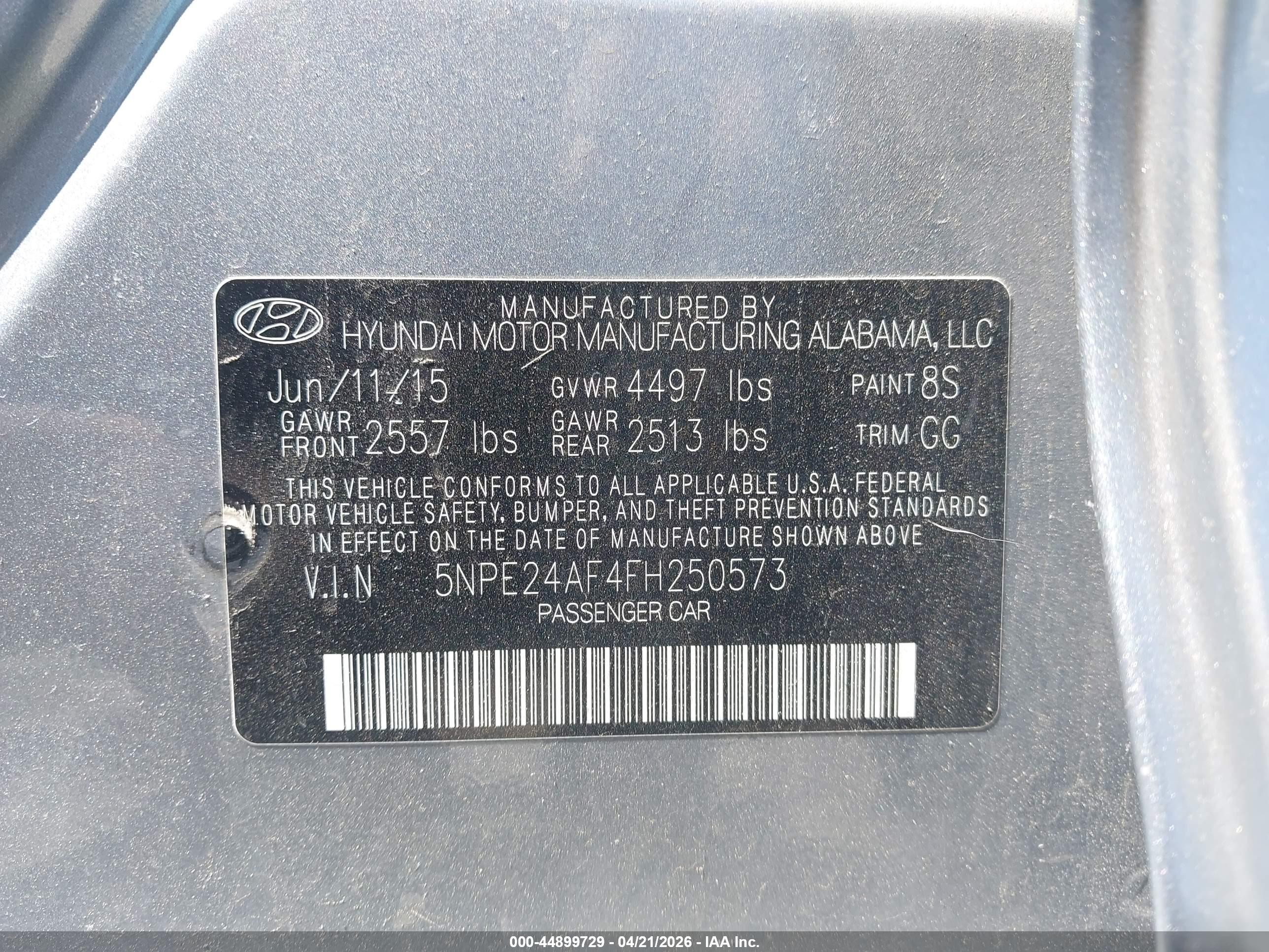 2015 Hyundai Sonata Se Silver vin: 5NPE24AF4FH250573