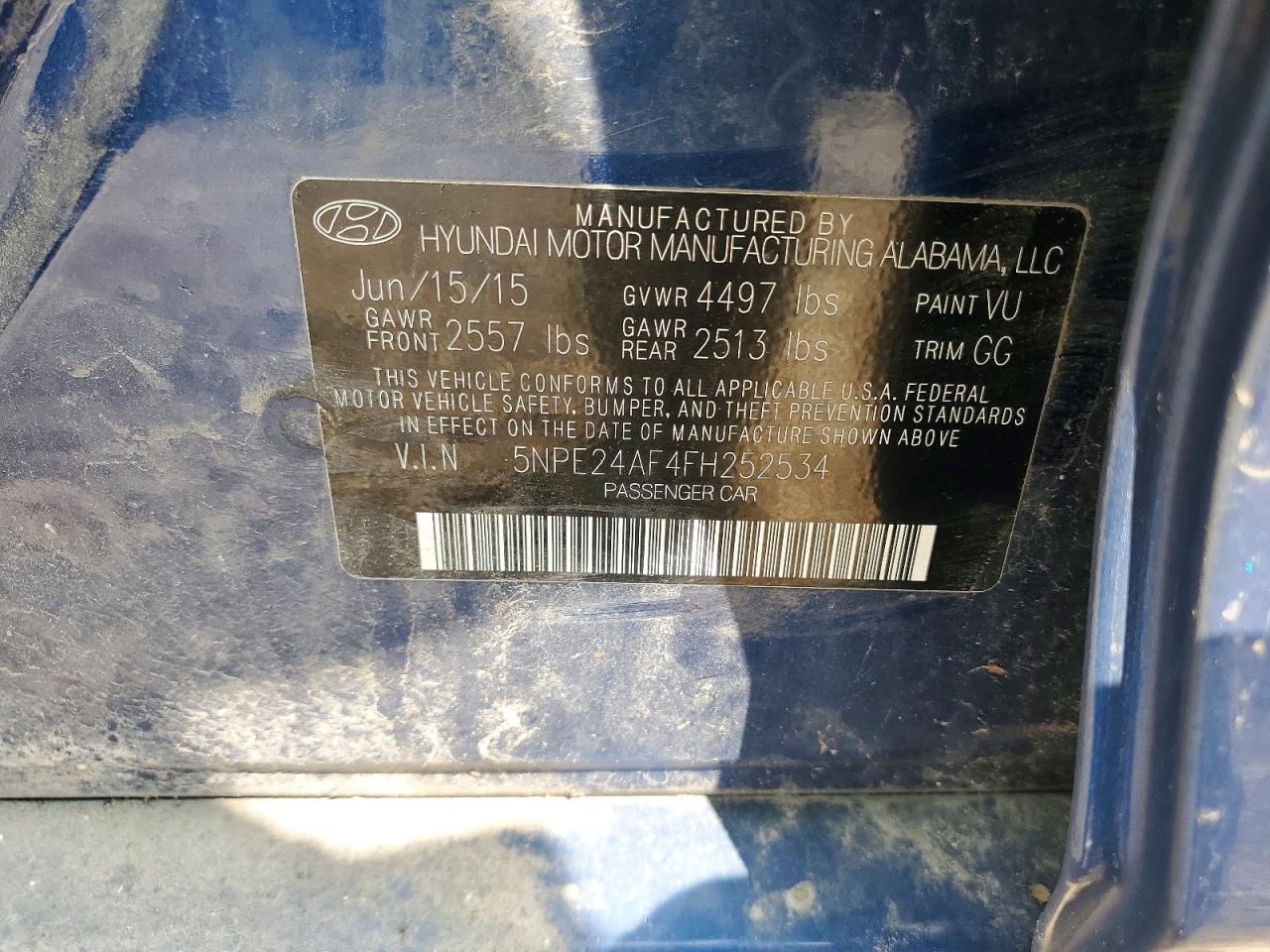 2015 Hyundai Sonata Se Синий vin: 5NPE24AF4FH252534